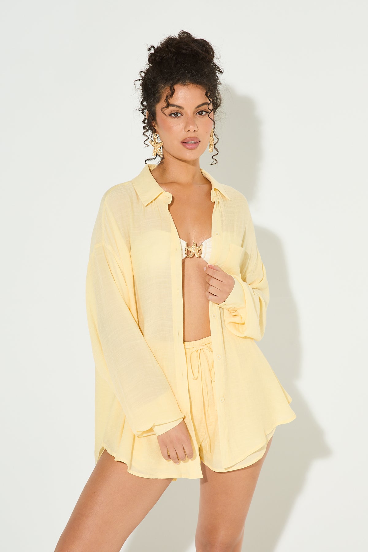 LANA Lemon Linen Shirt and Short Co Ord