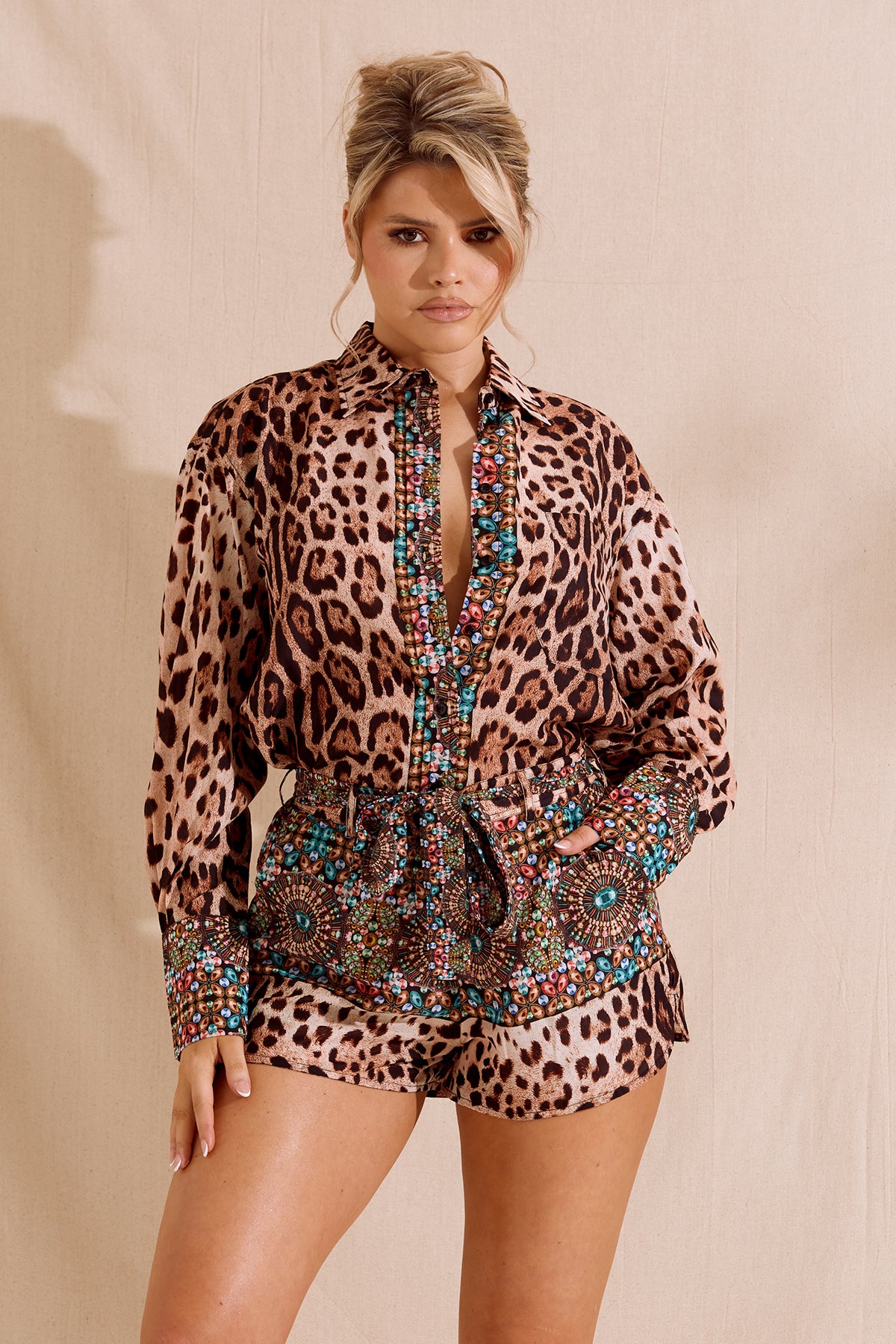 LYDIA Leopard Printed Shirt and Short Co Ord