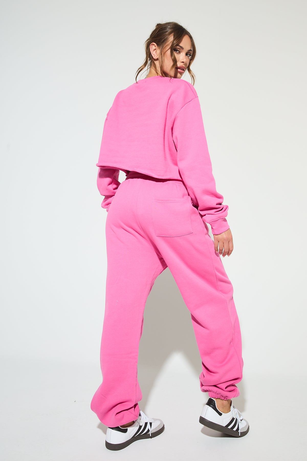 NOBODY'S WIFE Pink Cropped Tracksuit
