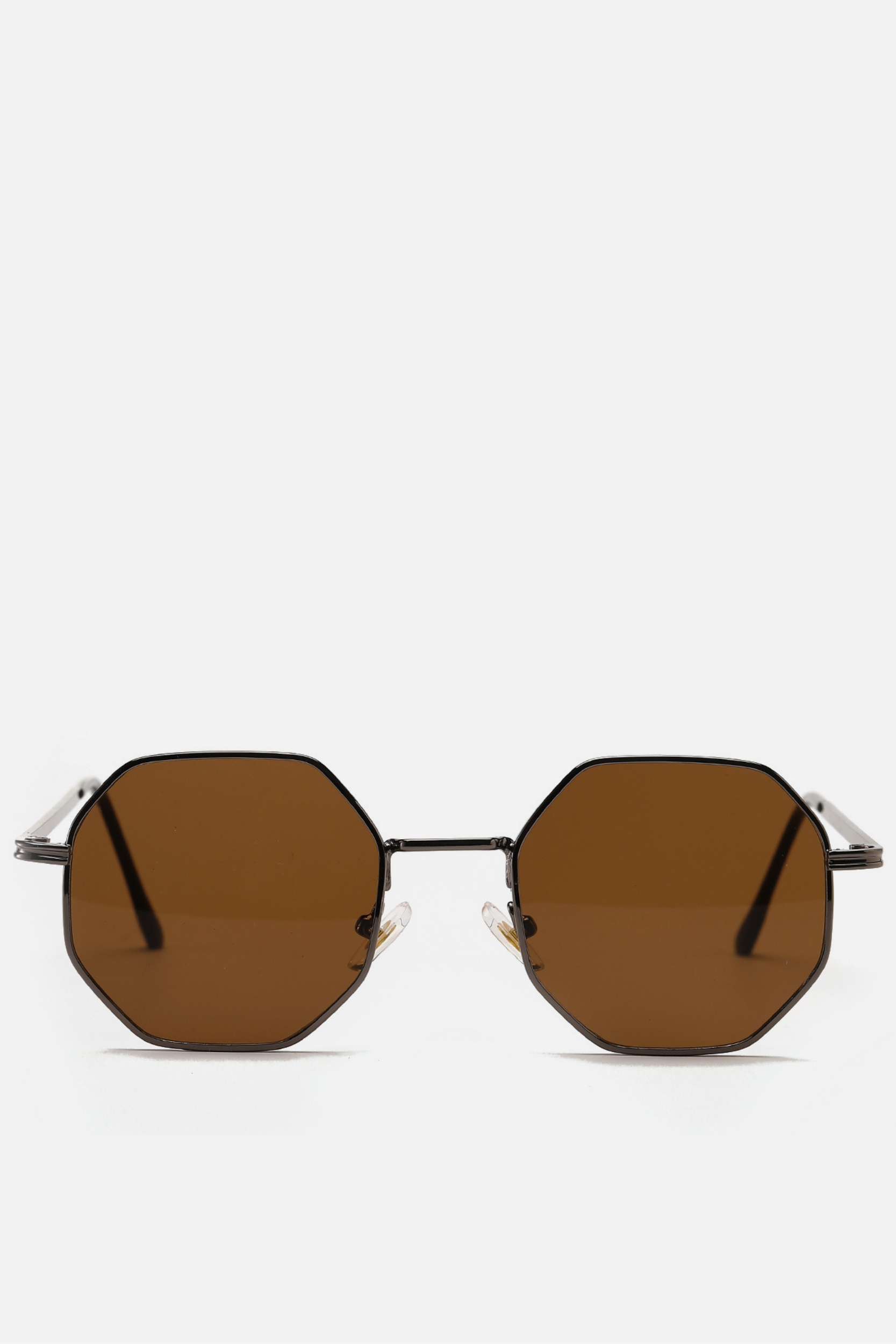 Brown clearance hexagon sunglasses