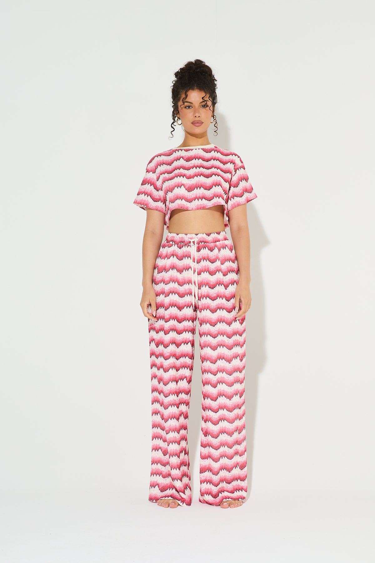 ARIA Red & Pink Printed Top and Pant Co Ord