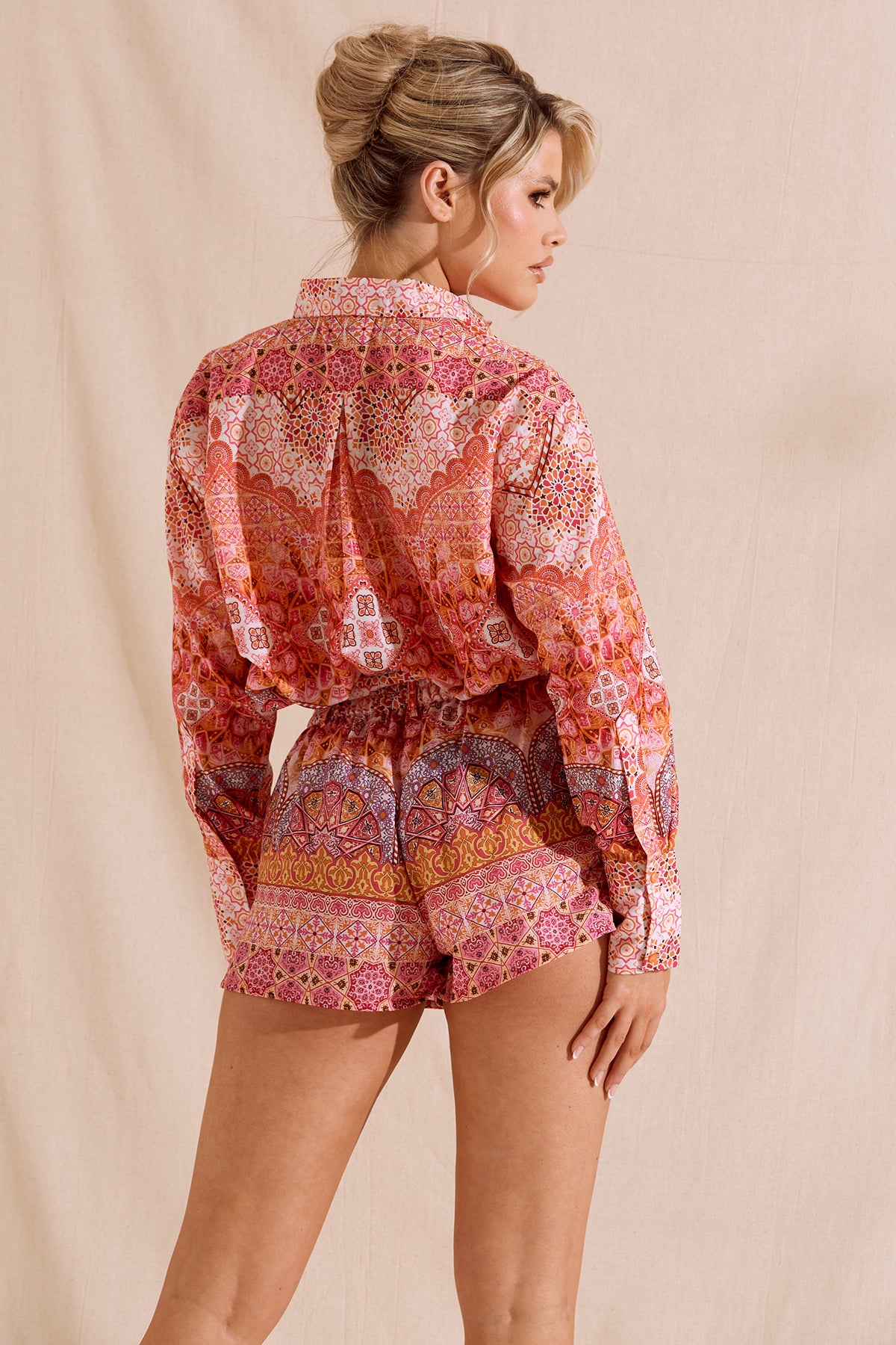 EVA Orange & Pink Printed Shirt and Short Co-Ord