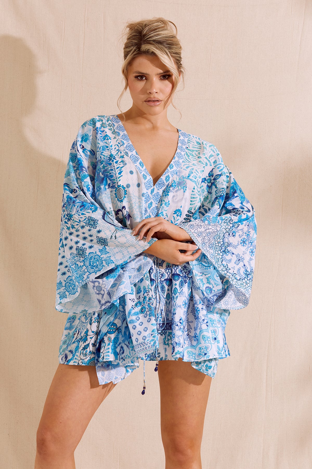KYRA Blue Printed Kaftan