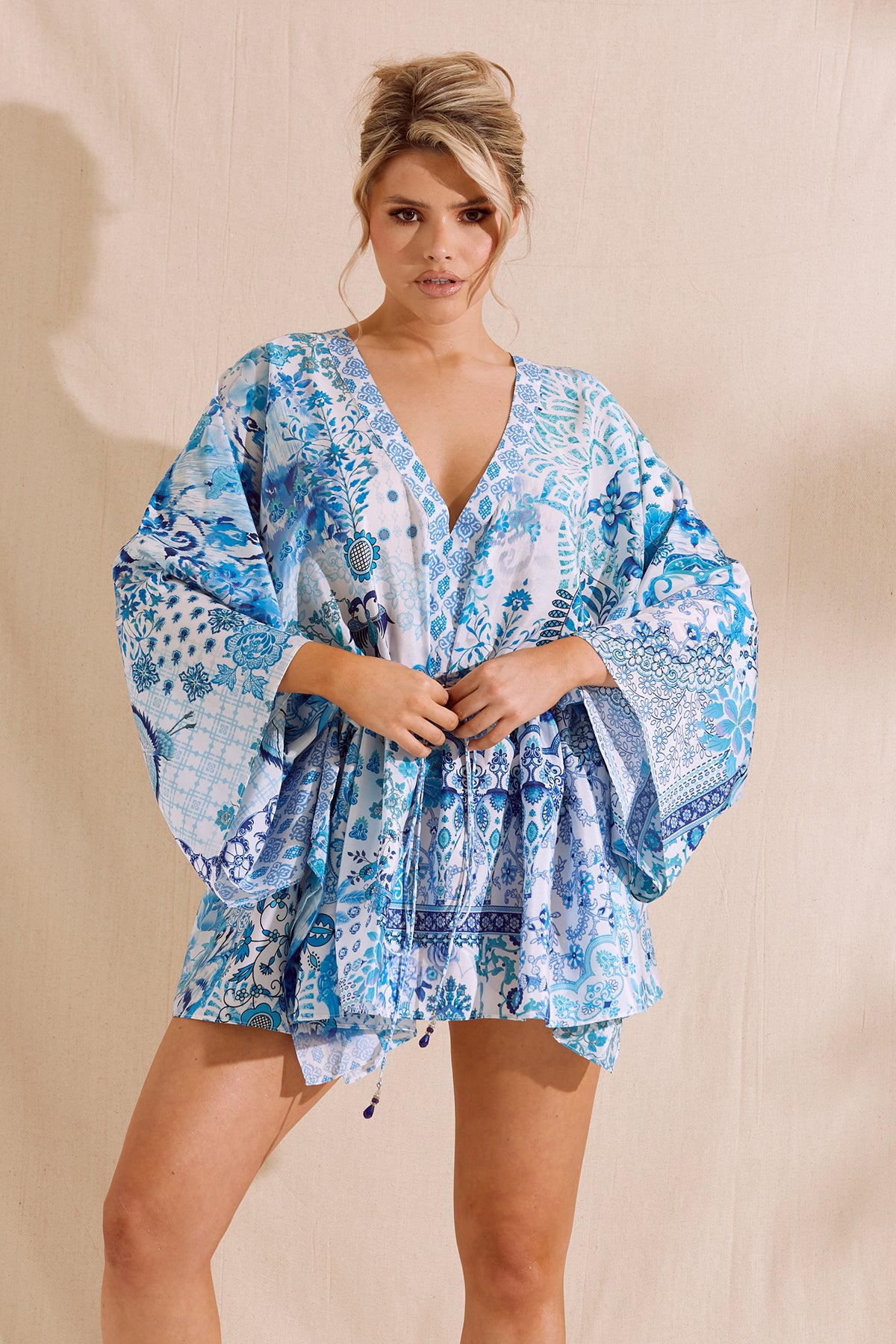 KYRA Blue Printed Kaftan