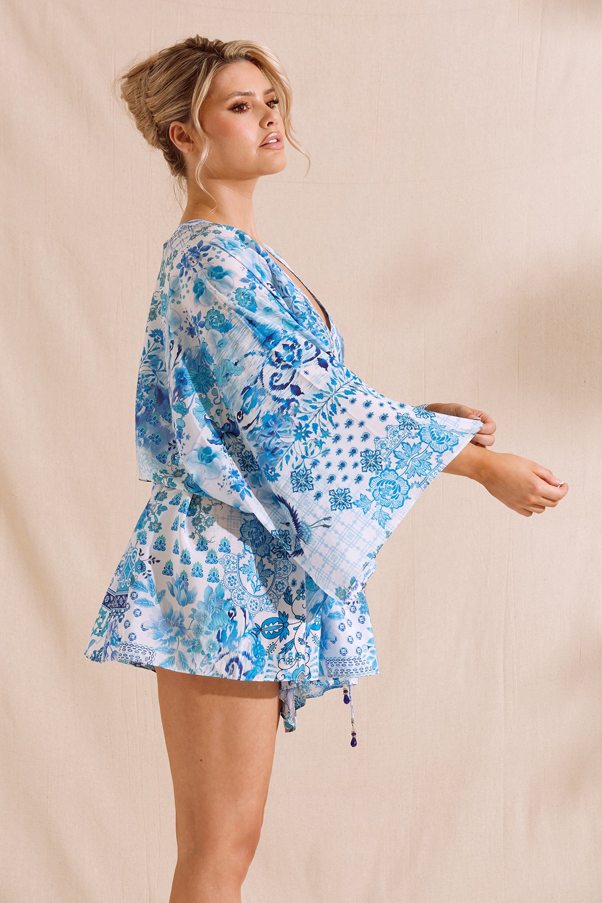 KYRA Blue Printed Kaftan