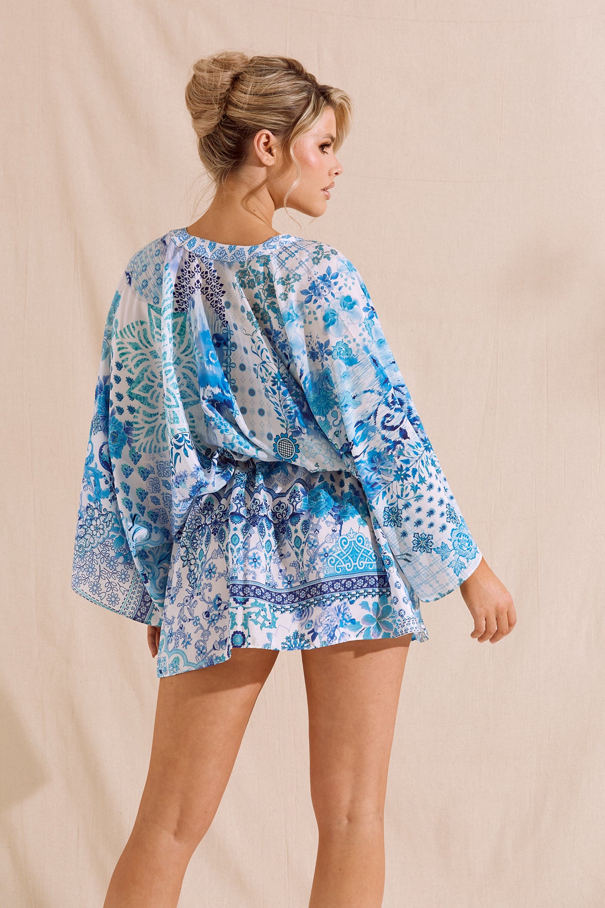 KYRA Blue Printed Kaftan