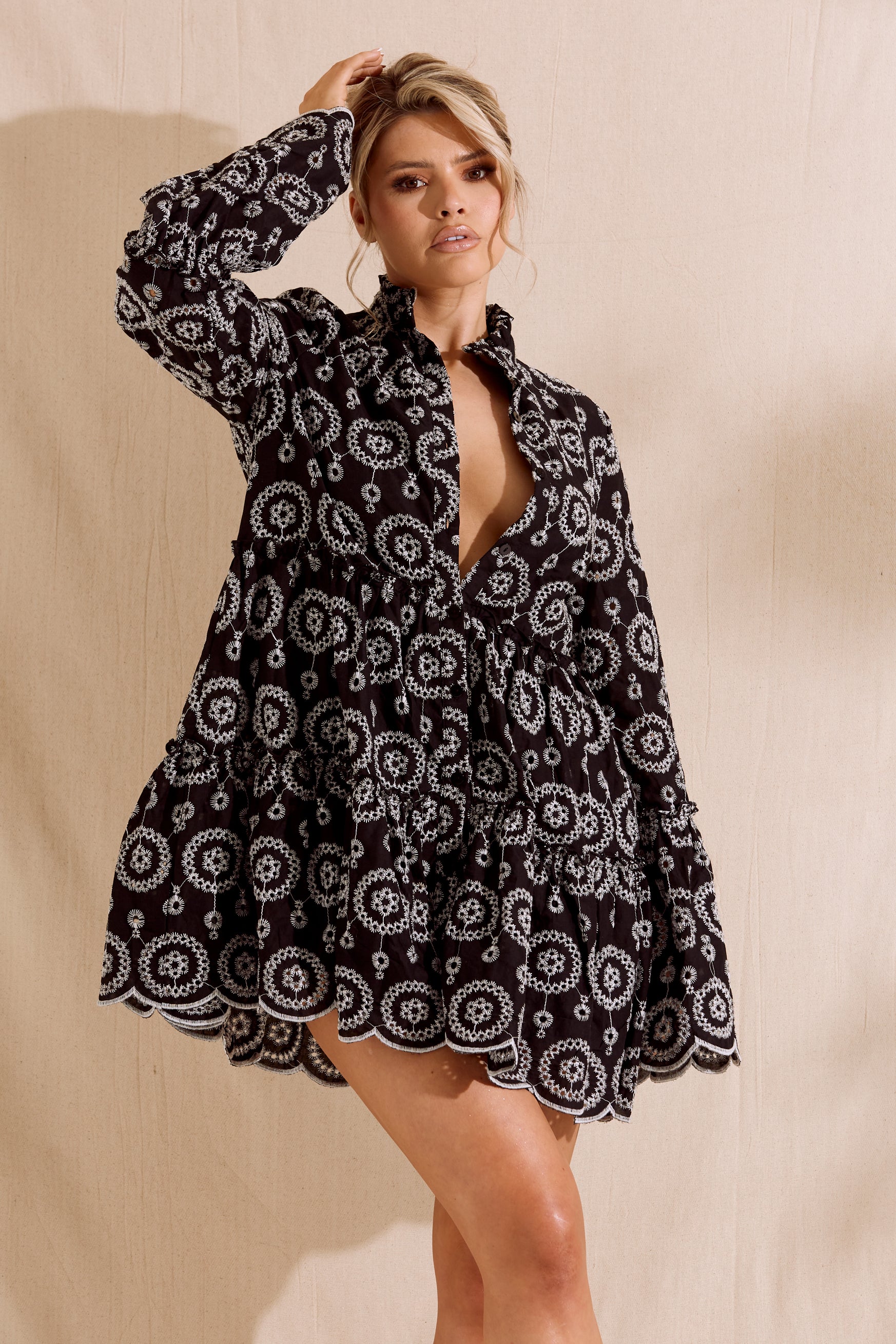 SOFIA Black Embroidered Dress