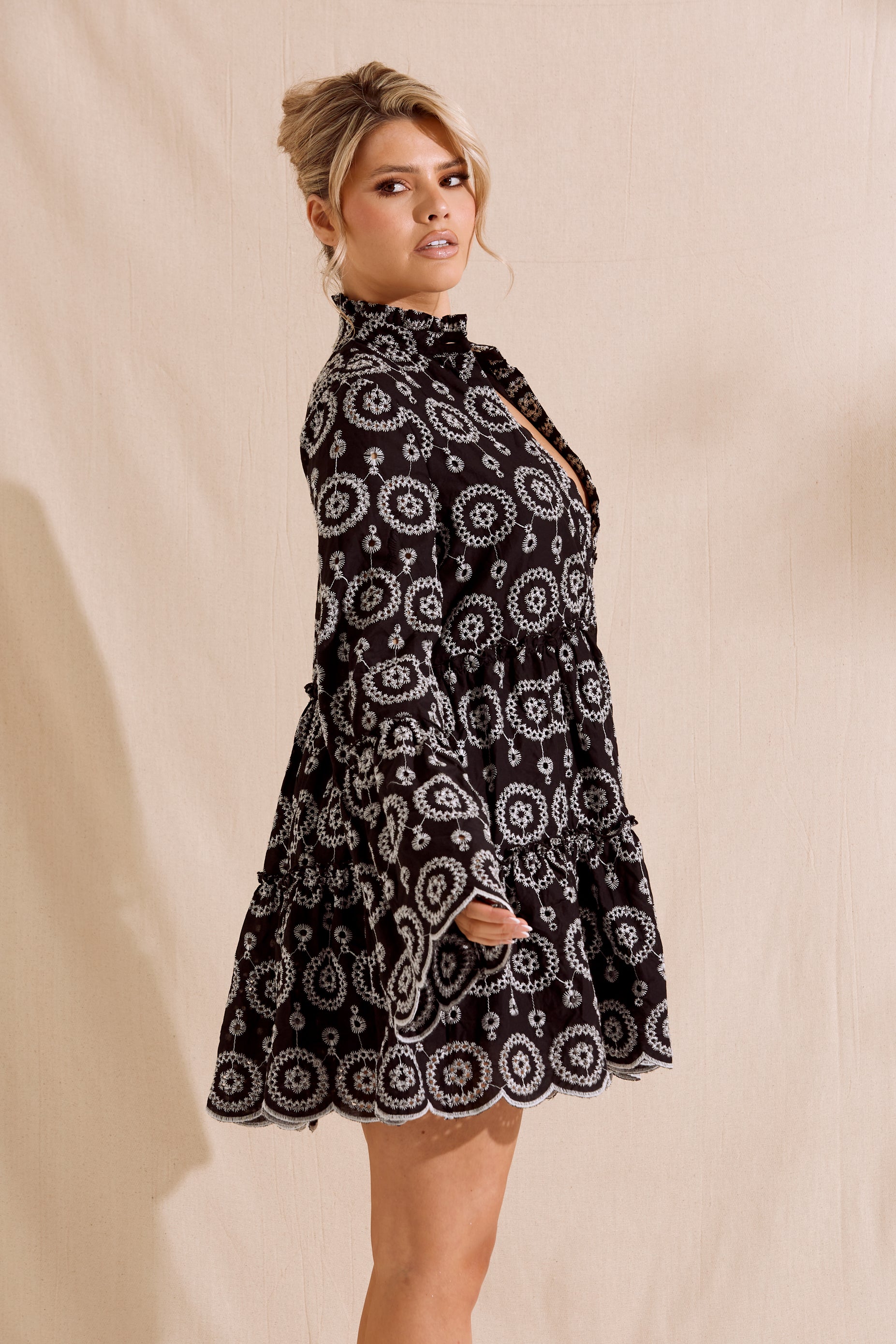 SOFIA Black Embroidered Dress