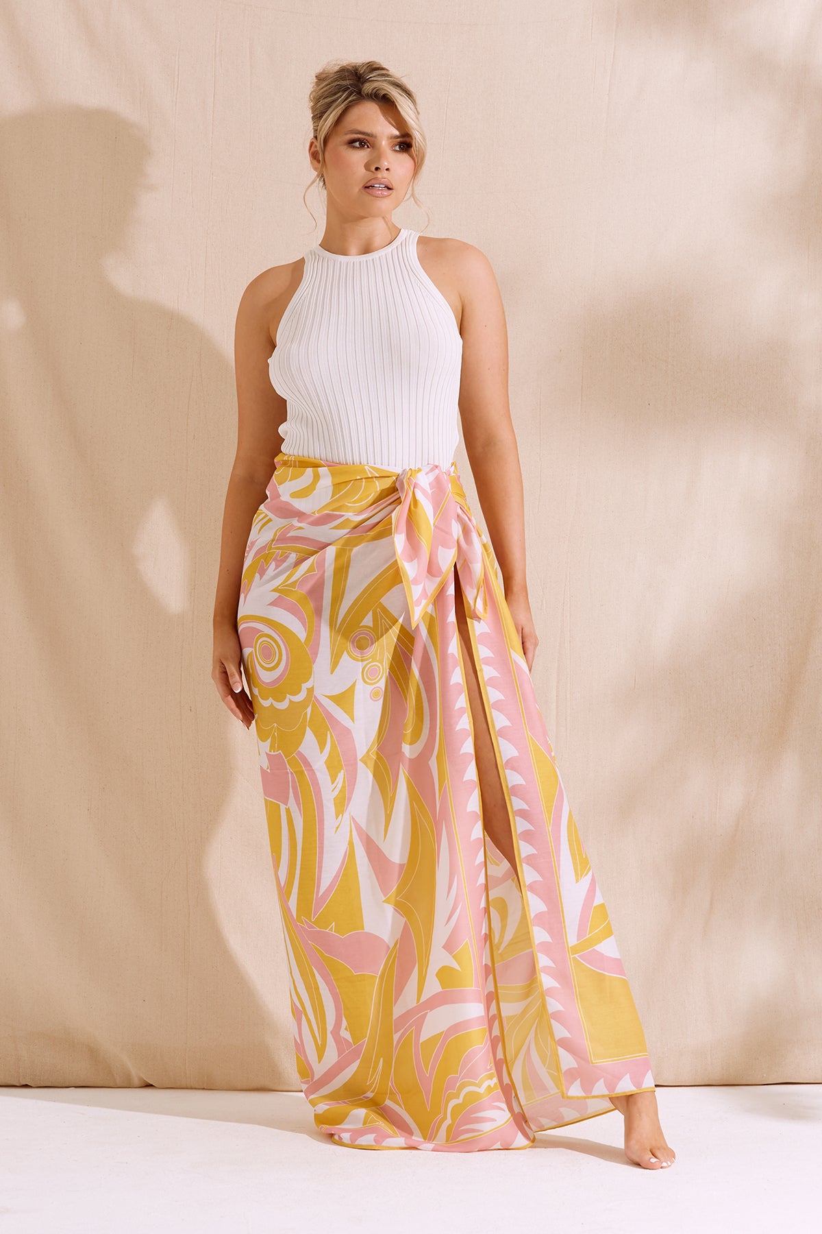 NOVA Pink & Yellow Printed Sarong