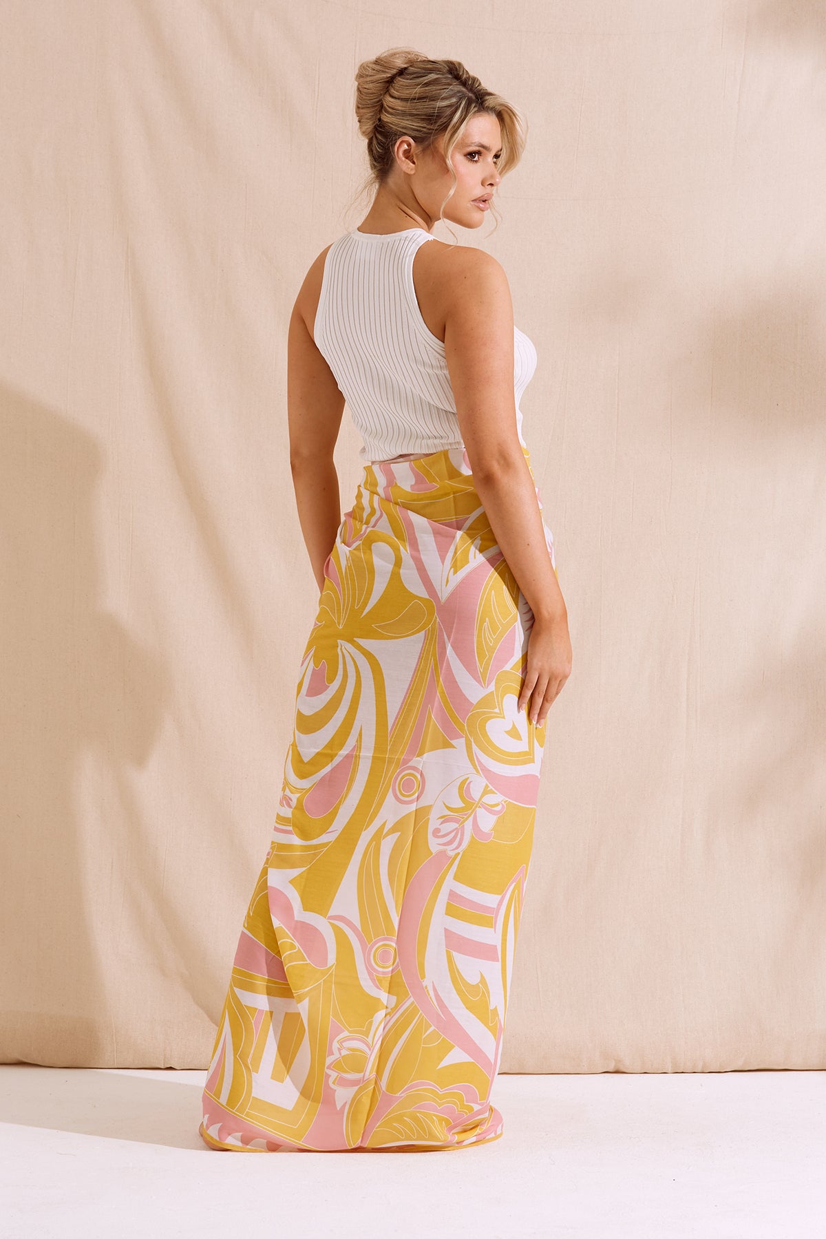 NOVA Pink & Yellow Printed Sarong