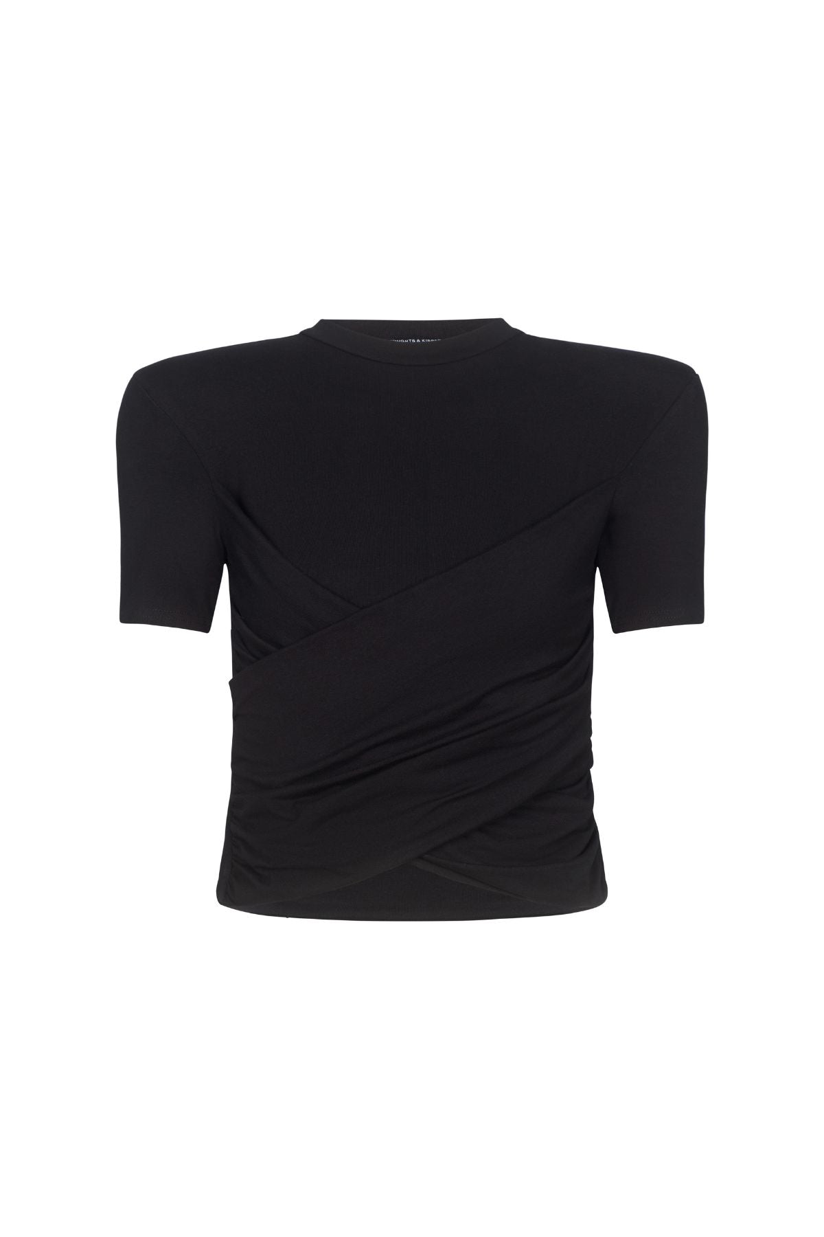 TALIA Black Cropped Shoulder Pad T-Shirt