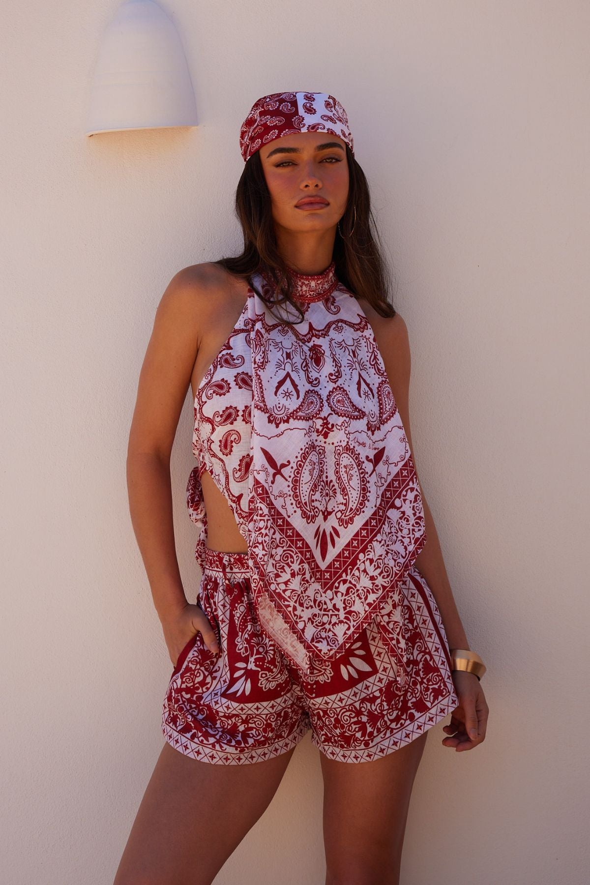 SOL ROUGE Printed Halter Top