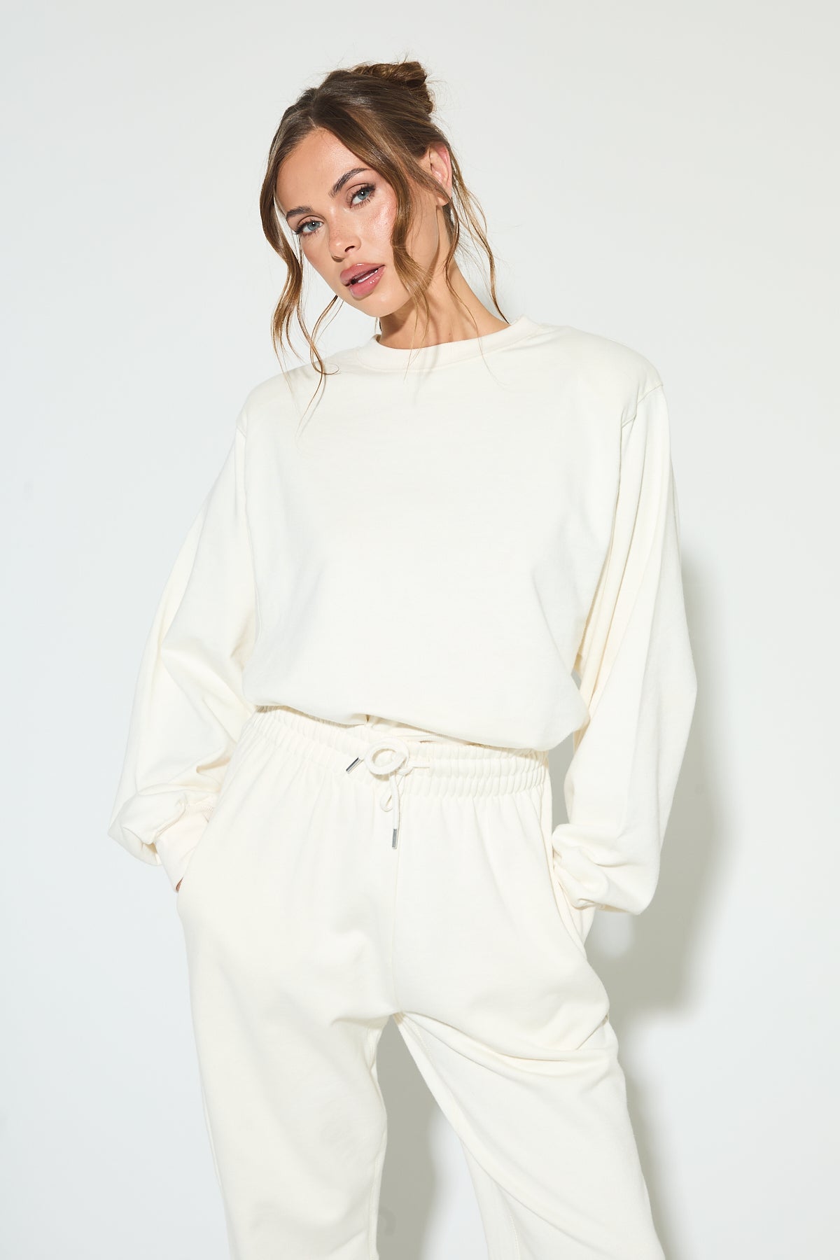 GIGI Vanilla Shoulder Pad Sweatshirt Set