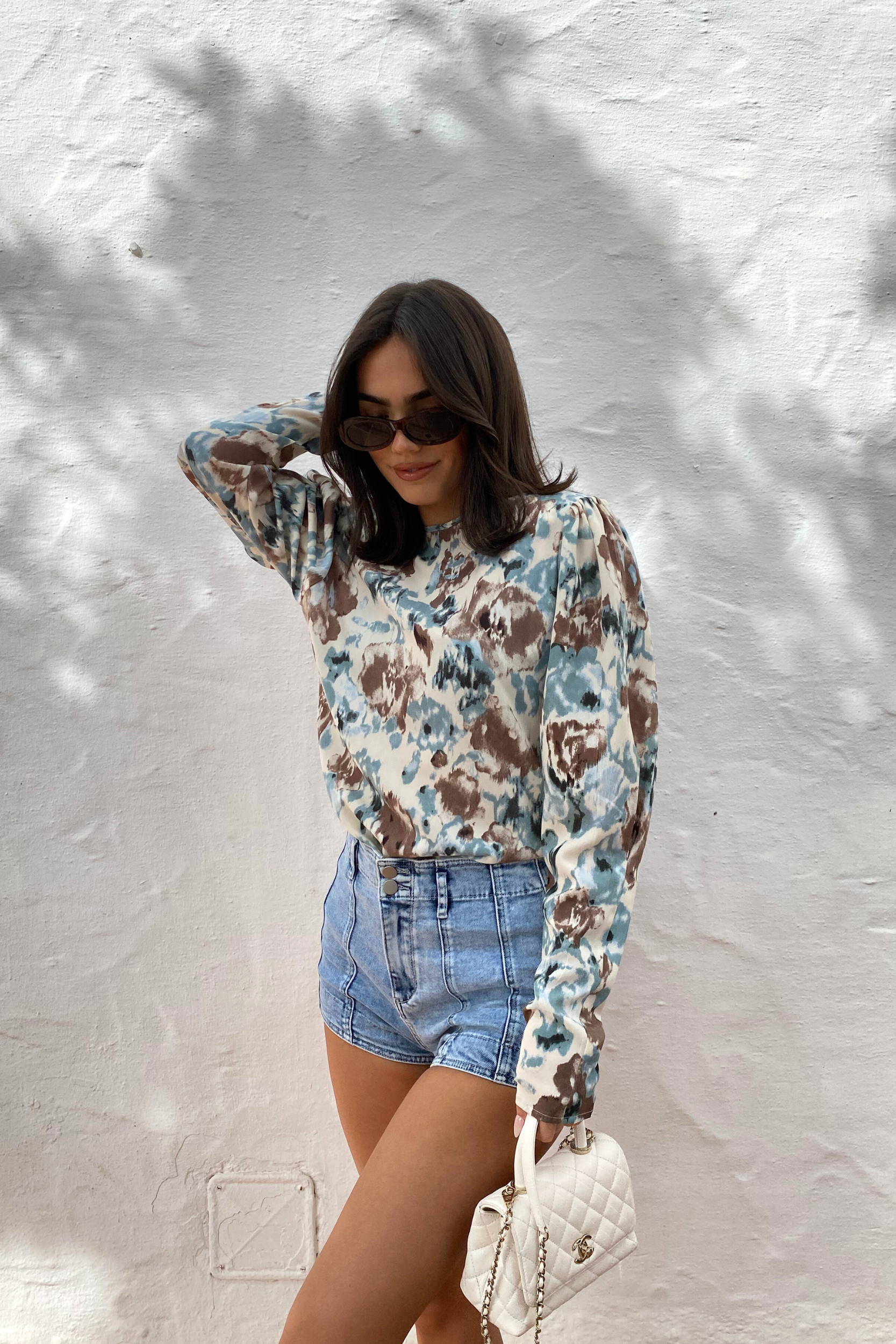 JORDANA Blue Floral Blouse