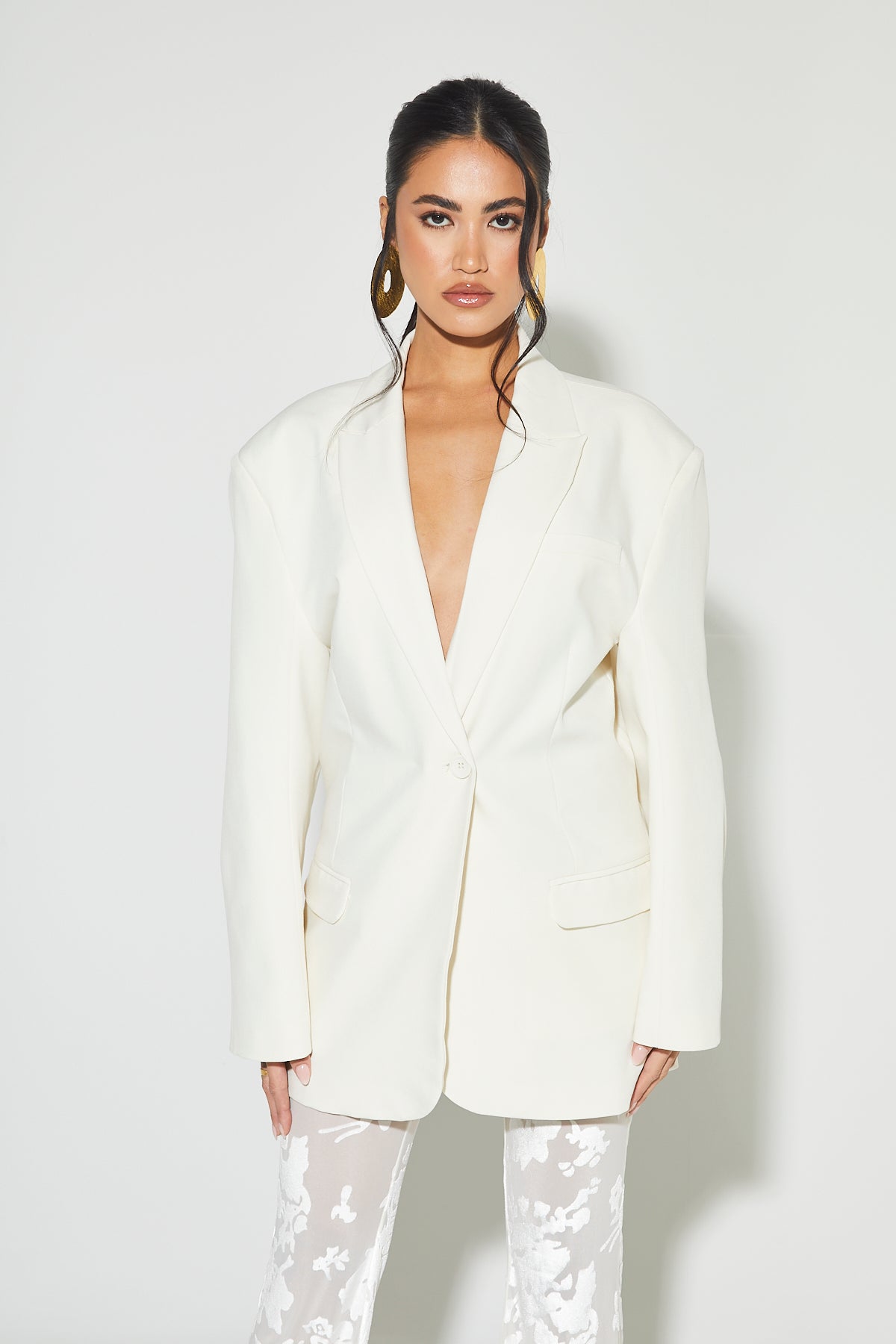 WREN Cream Oversized Boxy Blazer