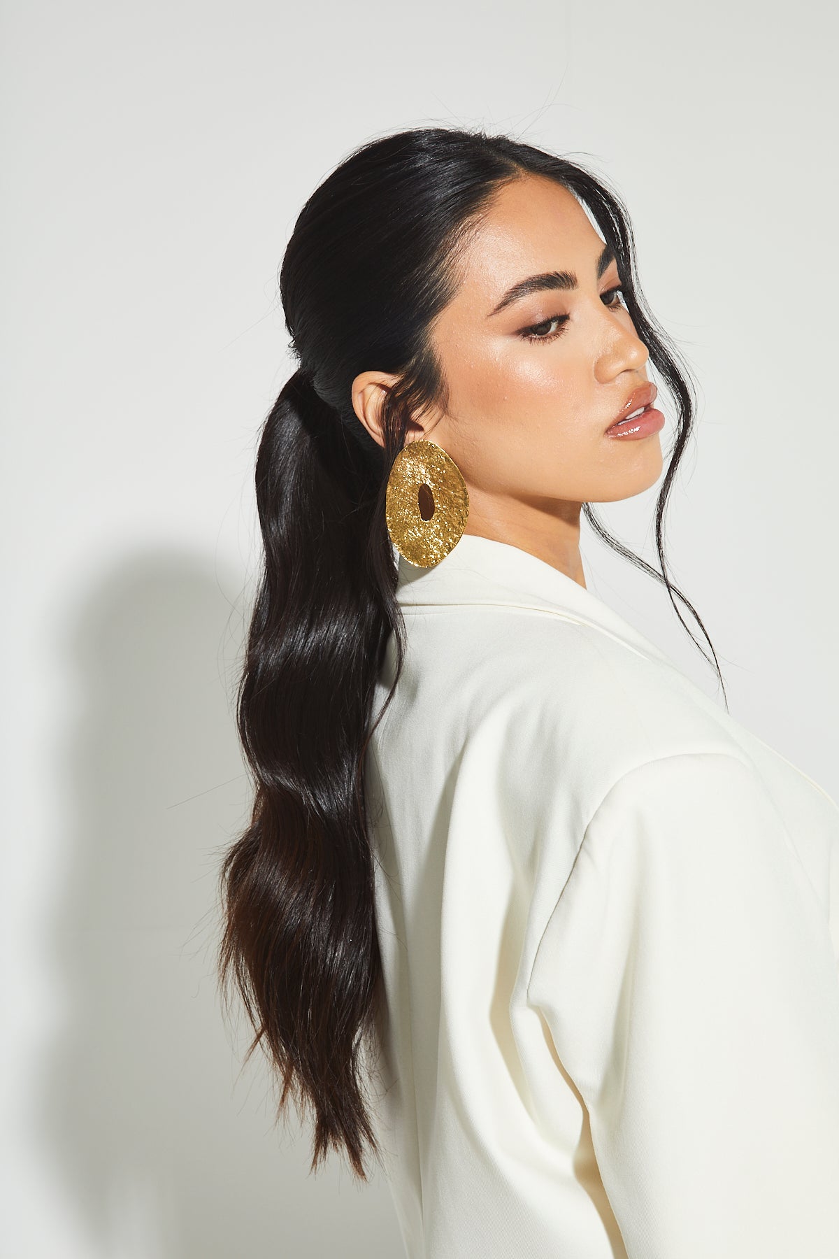 Gold Oval Statement Earrings