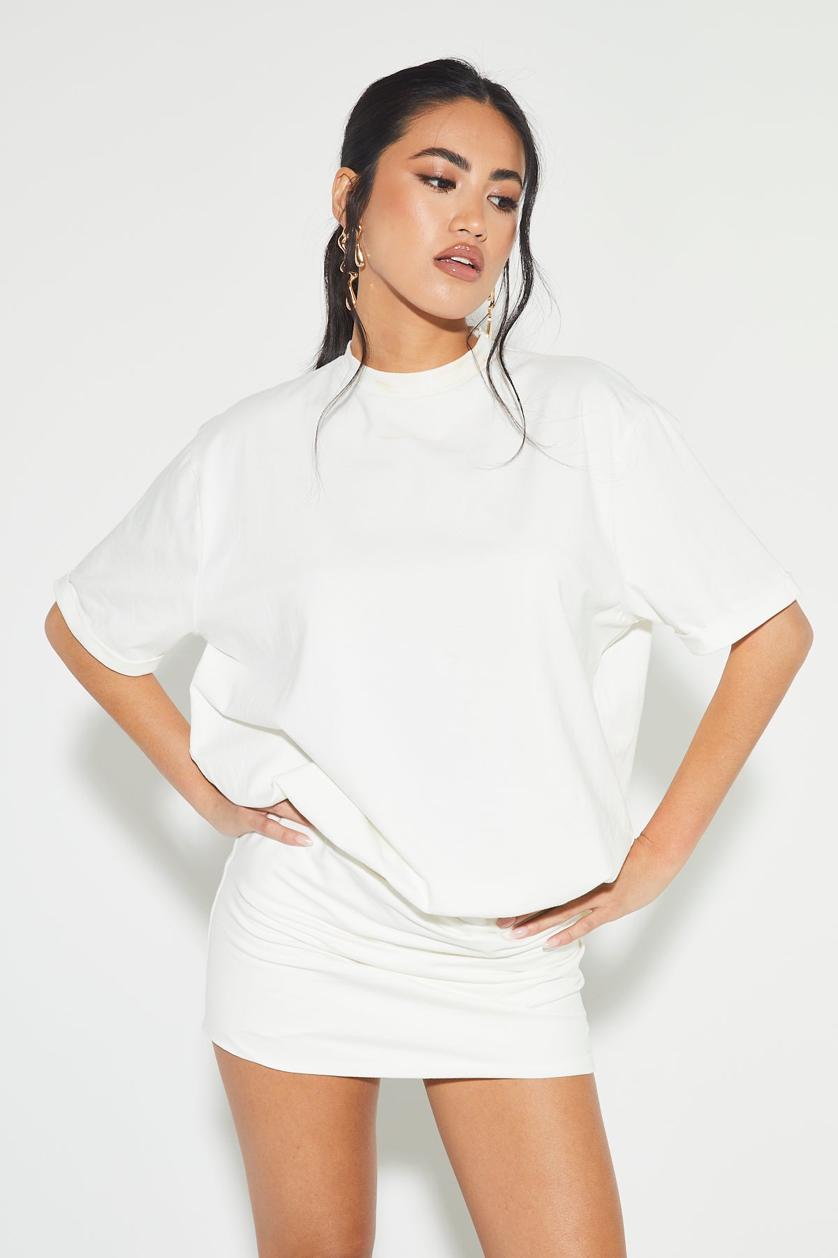 ELISSA White T-Shirt Dress