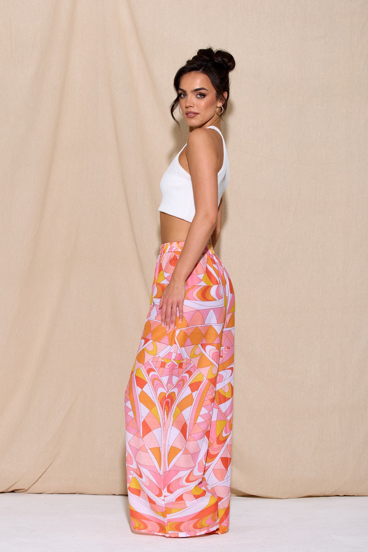 ARLA Pink & Orange Wide Leg Trouser