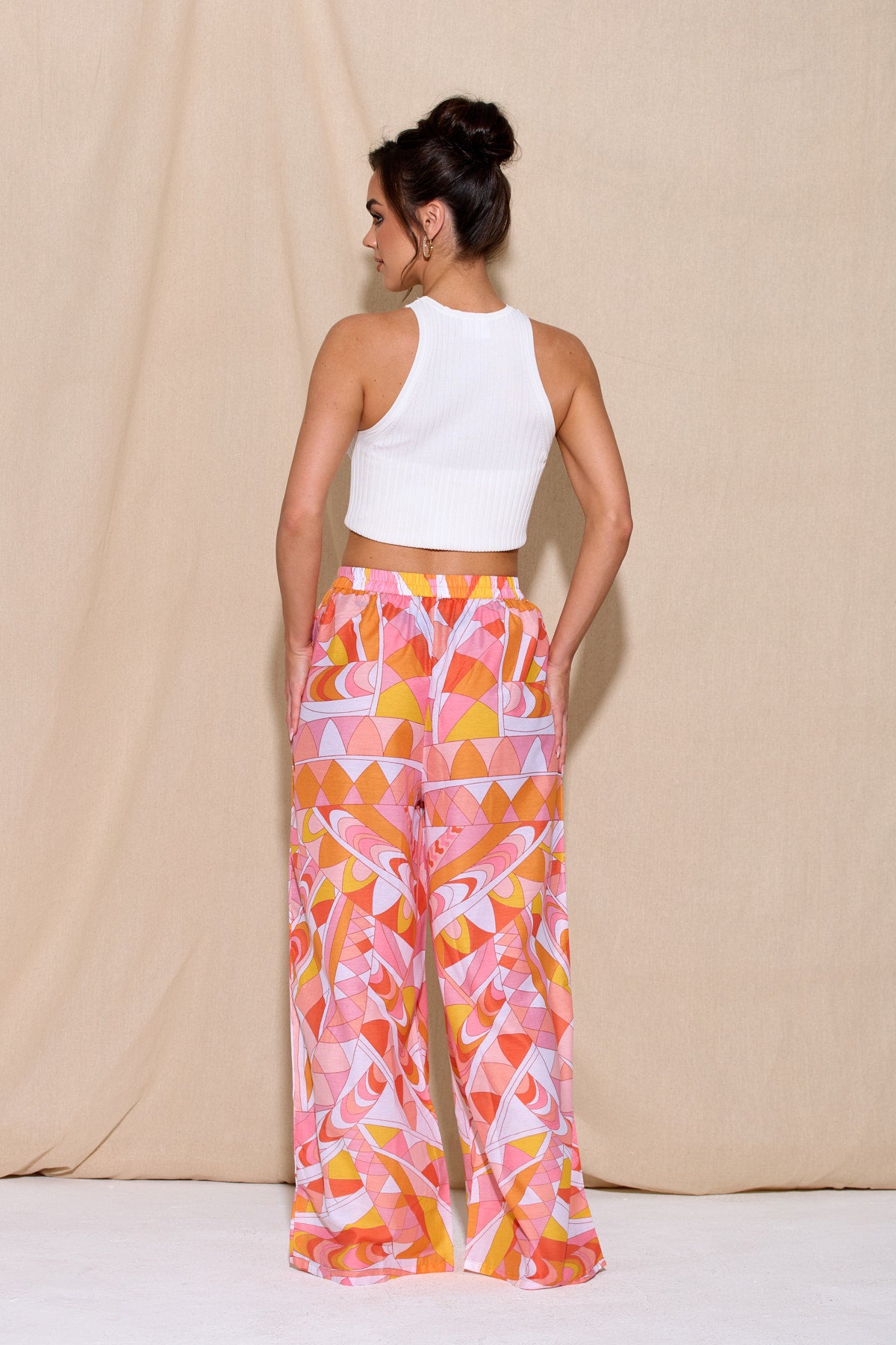 ARLA Pink & Orange Wide Leg Trouser