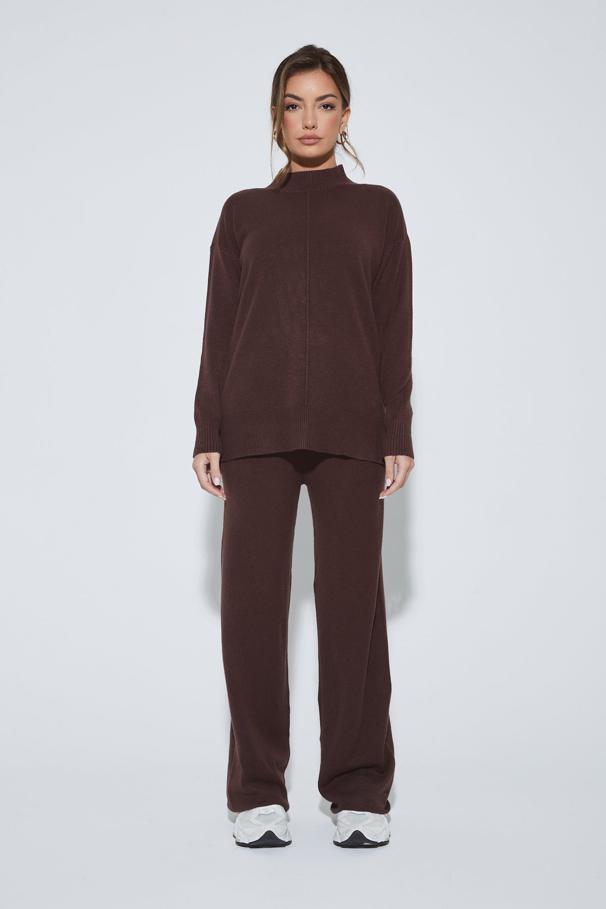 PALMER High Neck Brown Knit Lounge Set