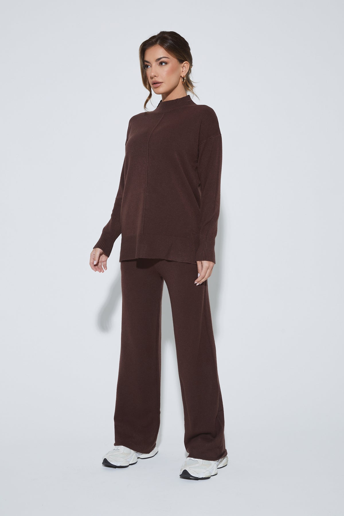 PALMER High Neck Brown Knit Lounge Set