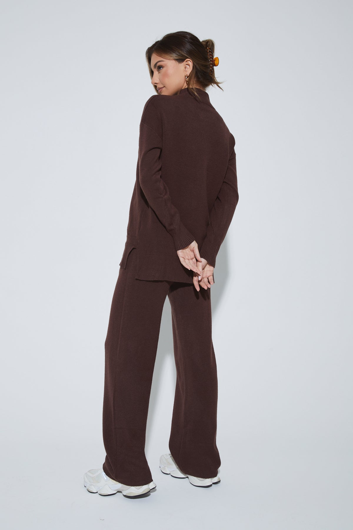 PALMER High Neck Brown Knit Lounge Set