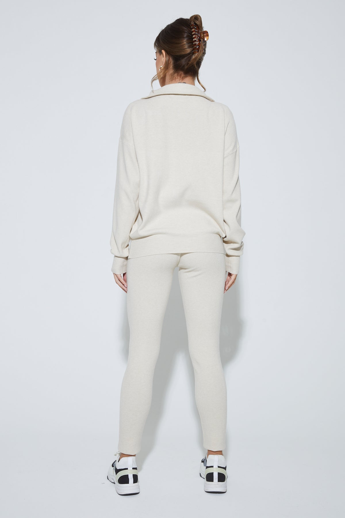 MARLOWE Cream Zip Up Lounge Set