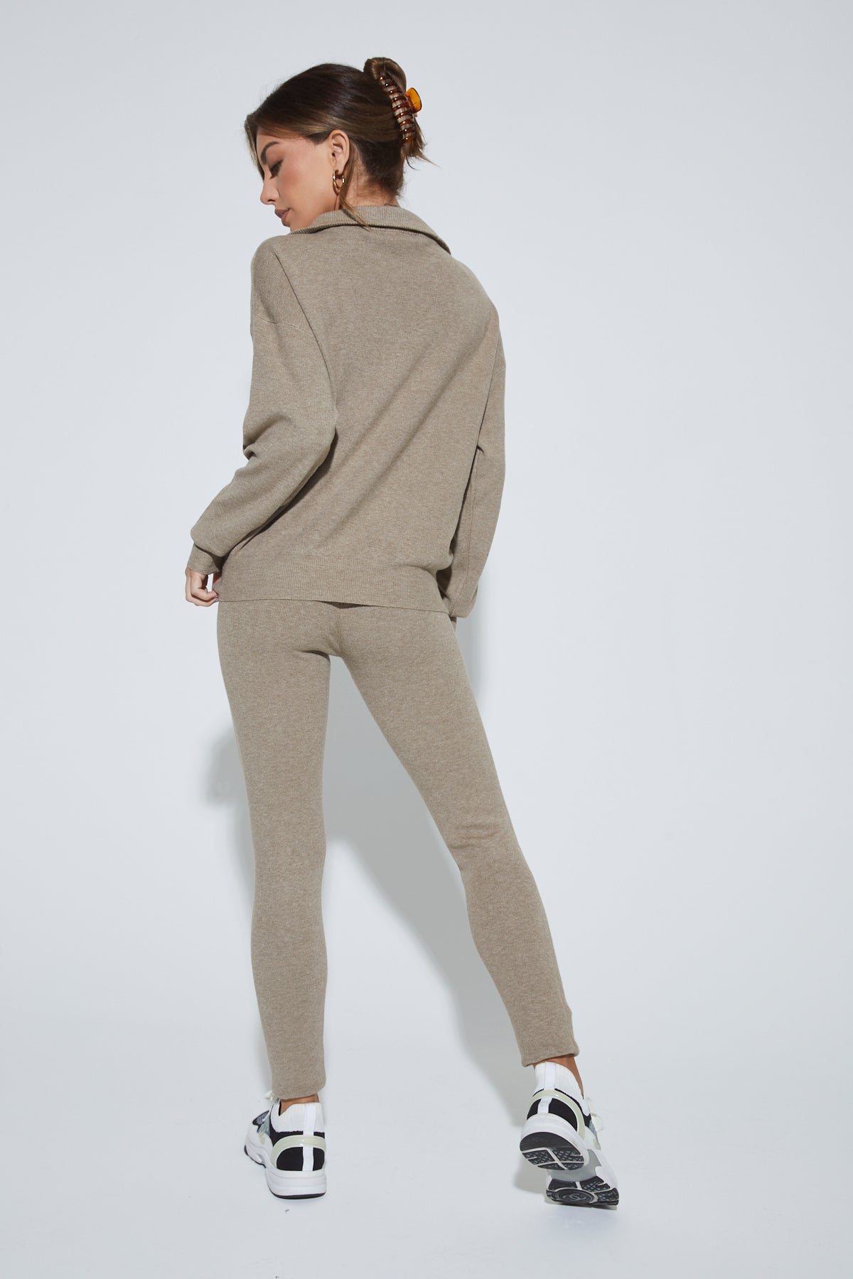 MARLOWE Taupe Zip Up Lounge Set