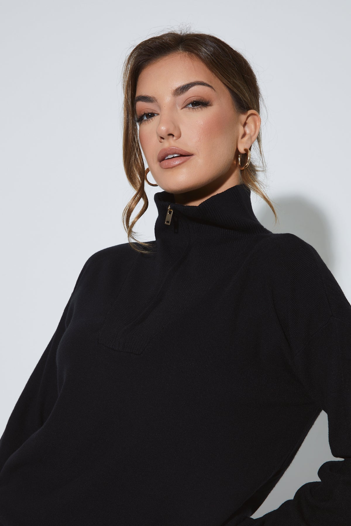 MARLOWE Black Zip Up Lounge Set