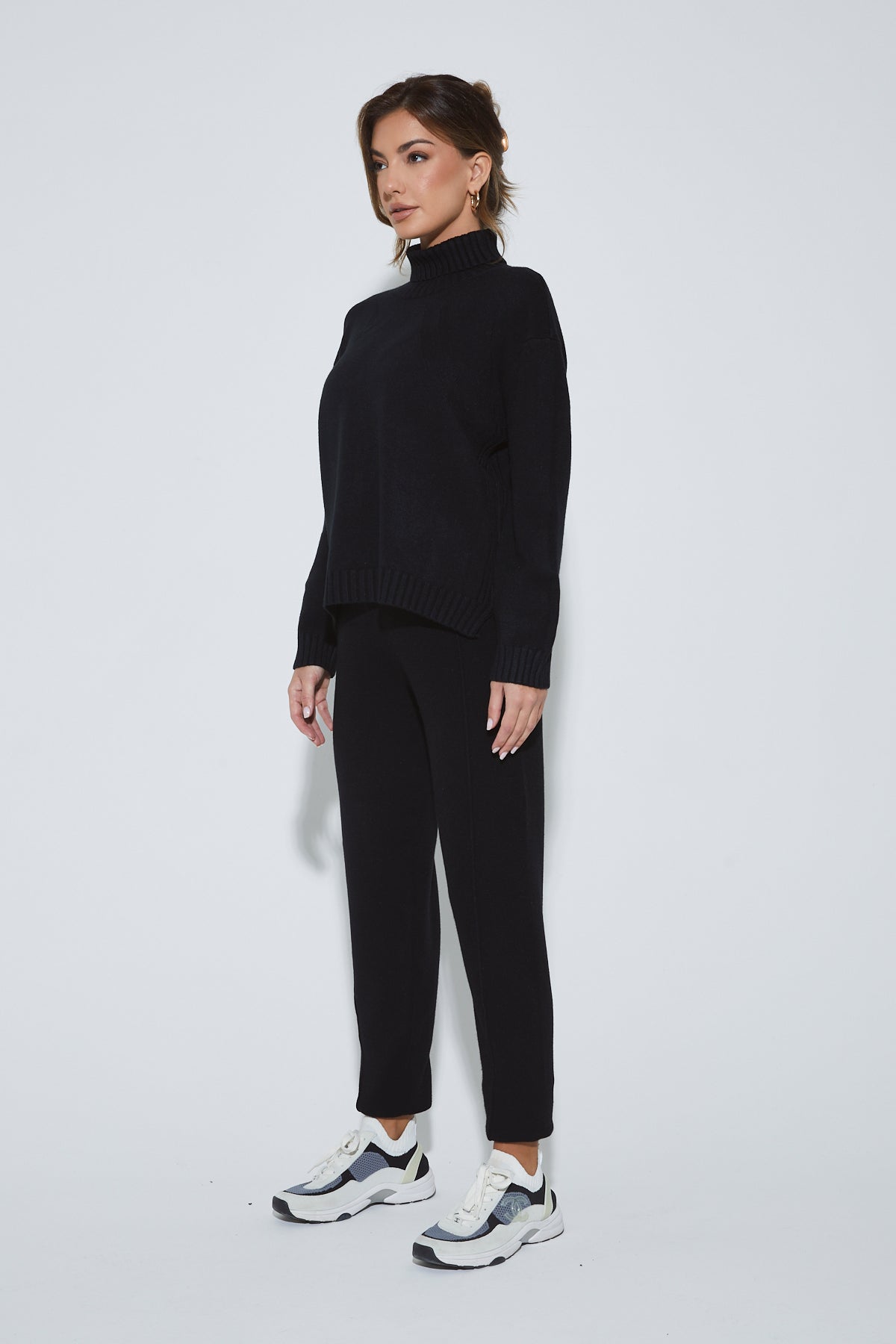 MARCIE Black Knit High Neck Lounge Set