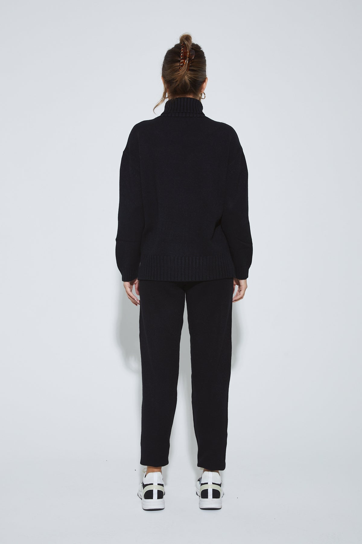MARCIE Black Knit High Neck Lounge Set
