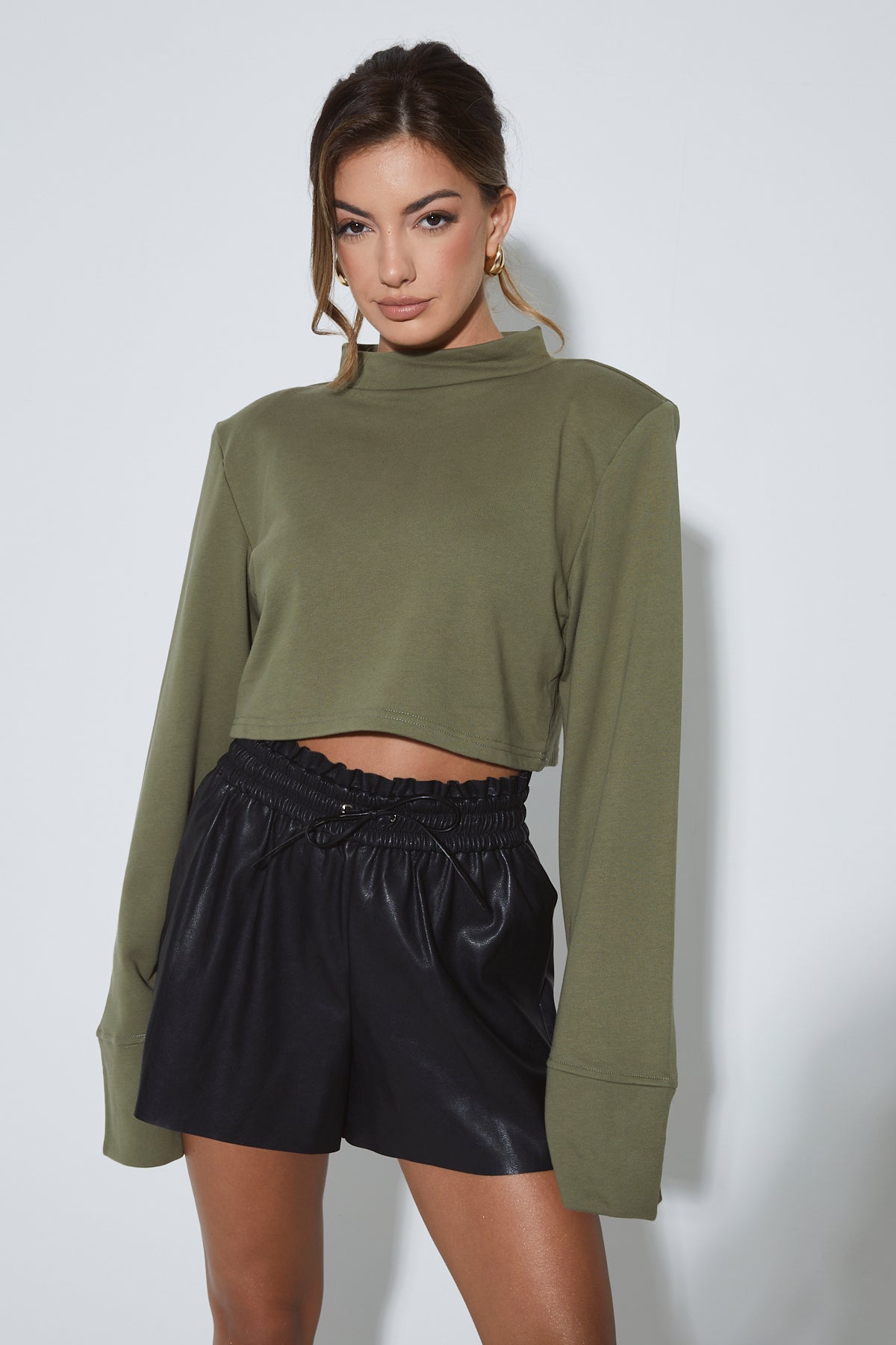 DELPHI Khaki Jersey Crop Jumper