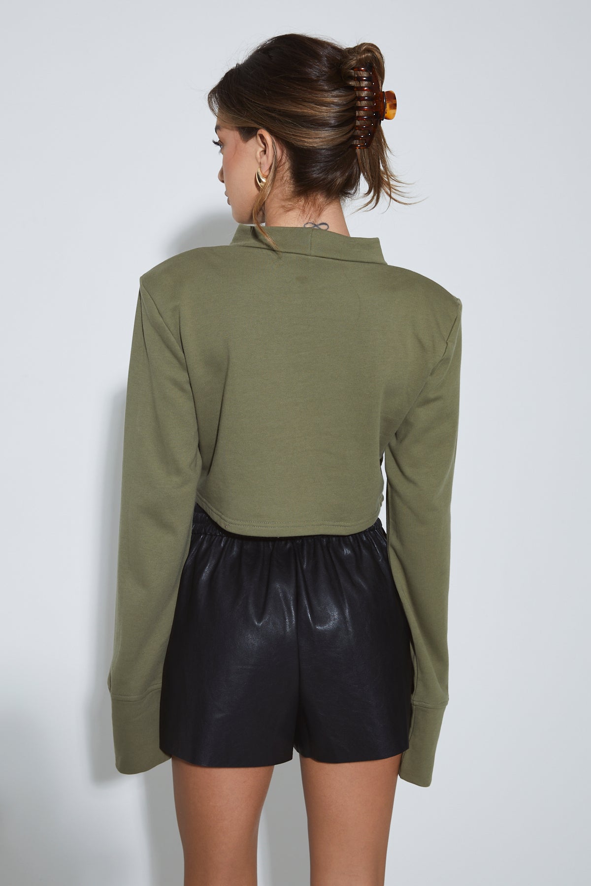 DELPHI Khaki Jersey Crop Jumper