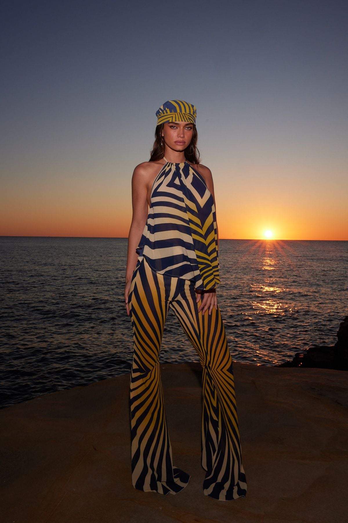 LUCILLE Zebra Print Chiffon Trousers