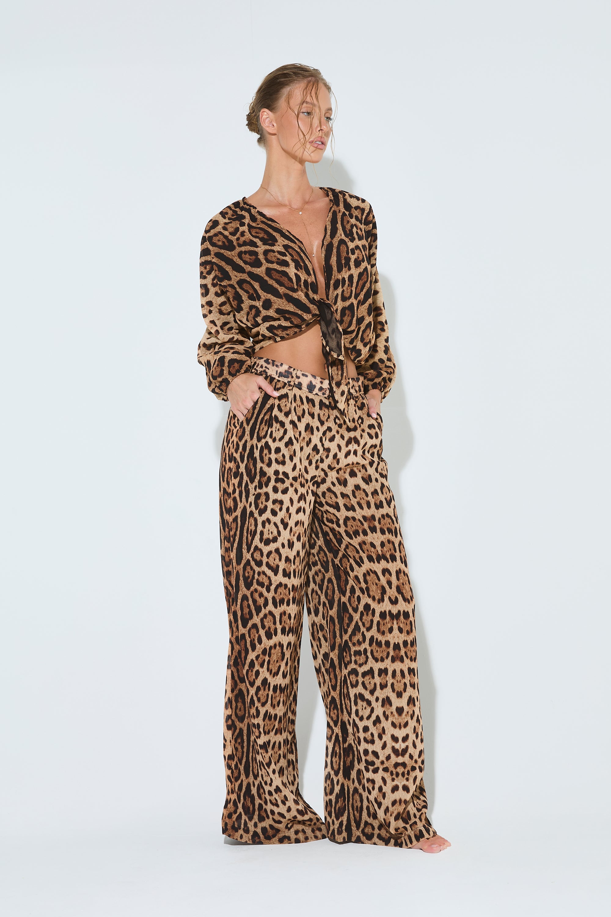 LEOPARD LUXE Printed Wide Leg Trousers – Noughts & Kisses