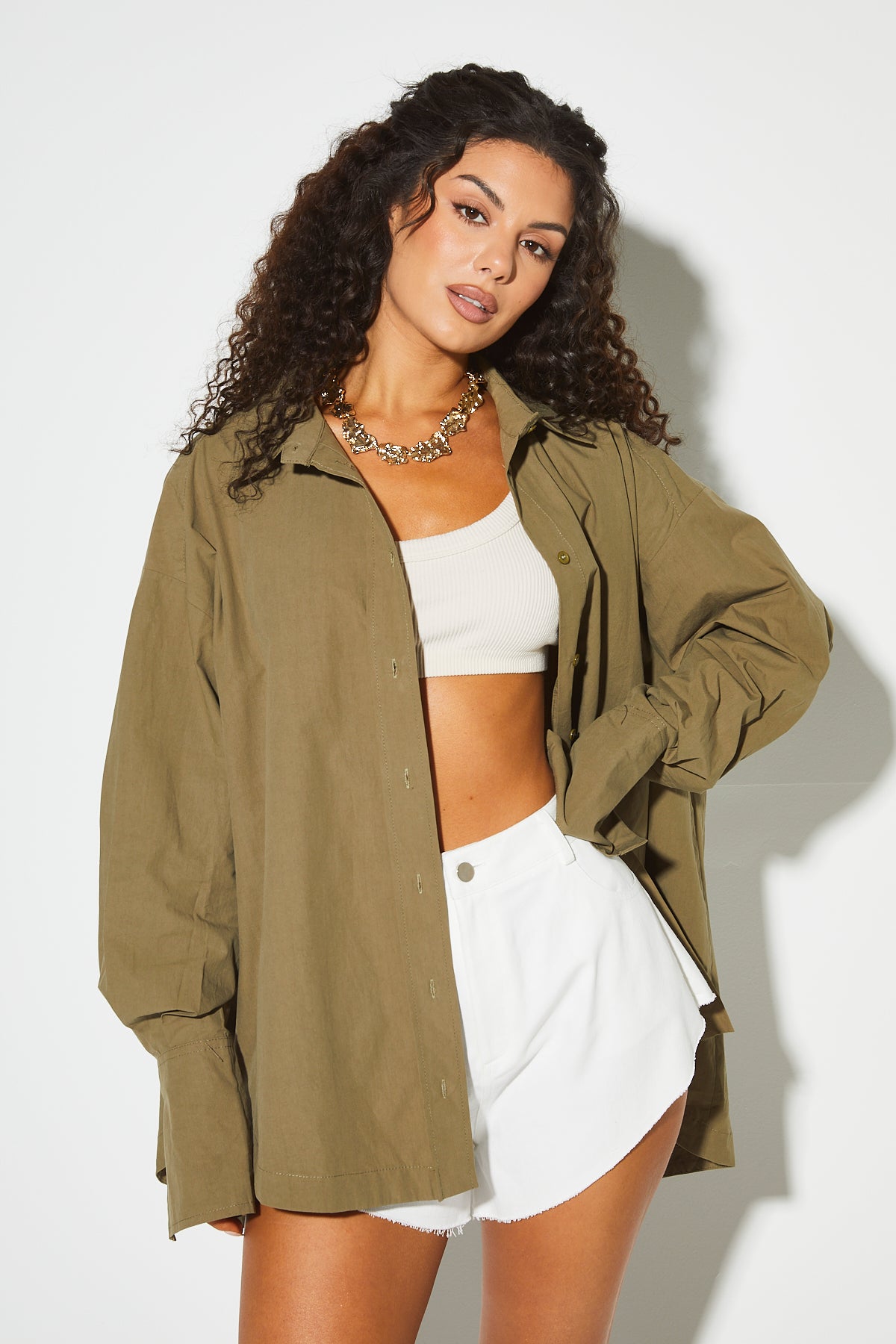 ALENA Khaki Oversized Shirt