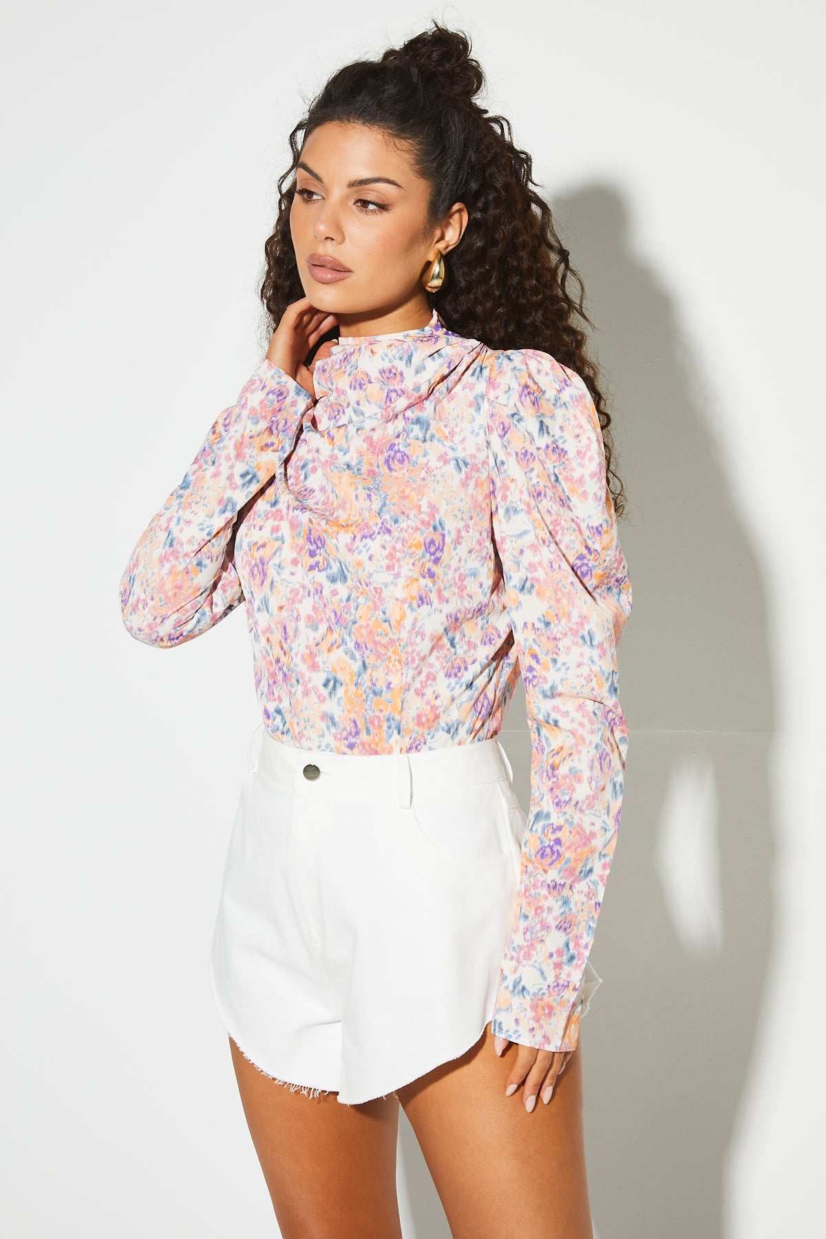 DINA Floral Printed Drape Blouse