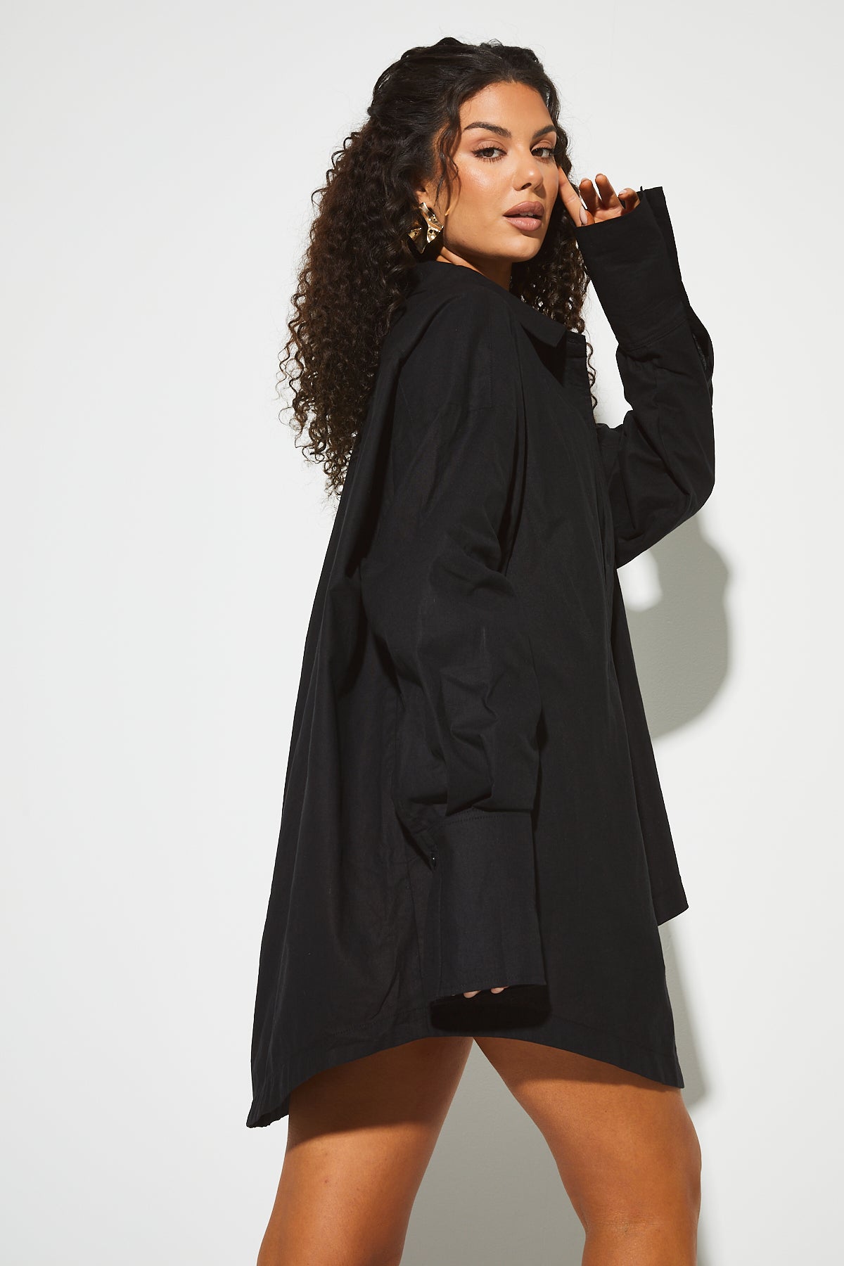 LULA Black Oversized Cotton Shirt