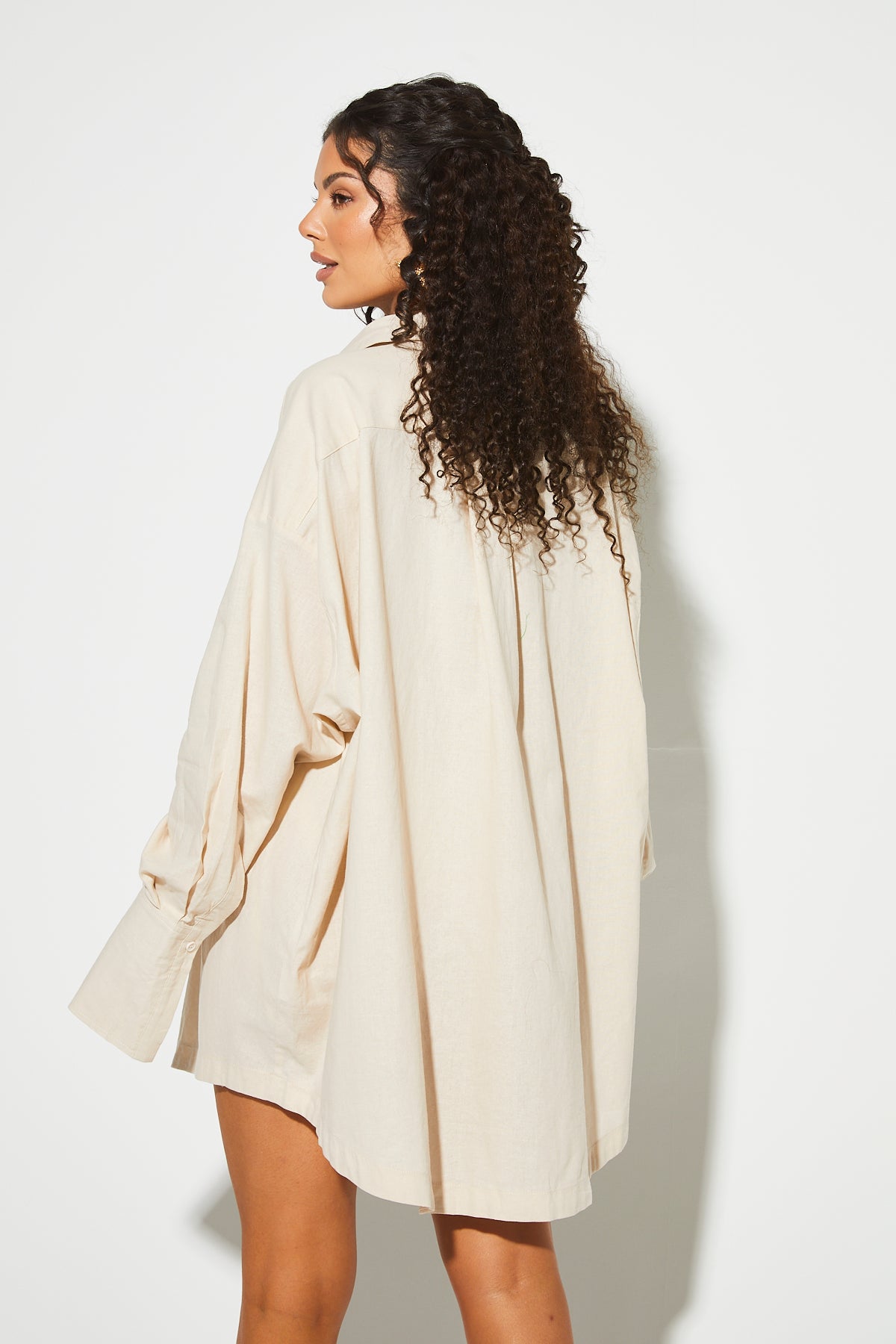 LULA Stone Oversized Cotton Shirt