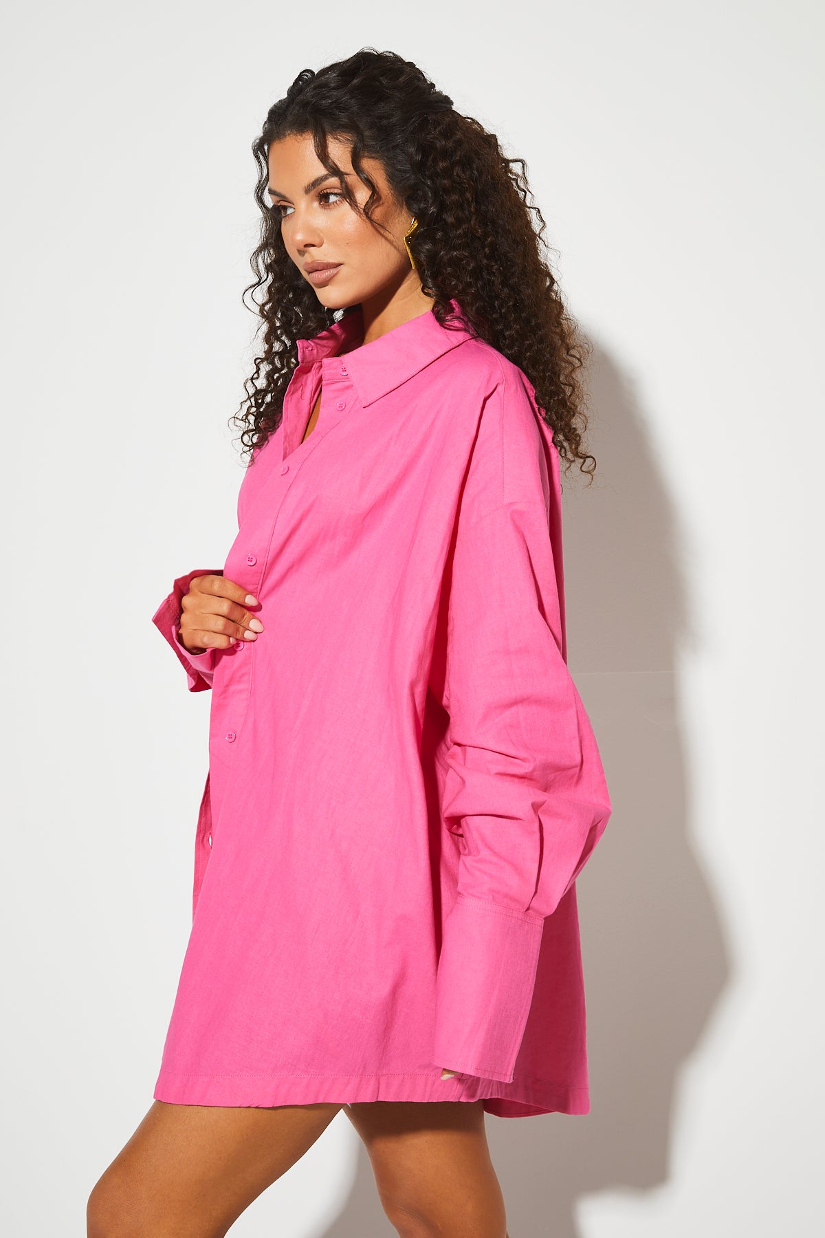 LULA Pink Oversized Cotton Shirt