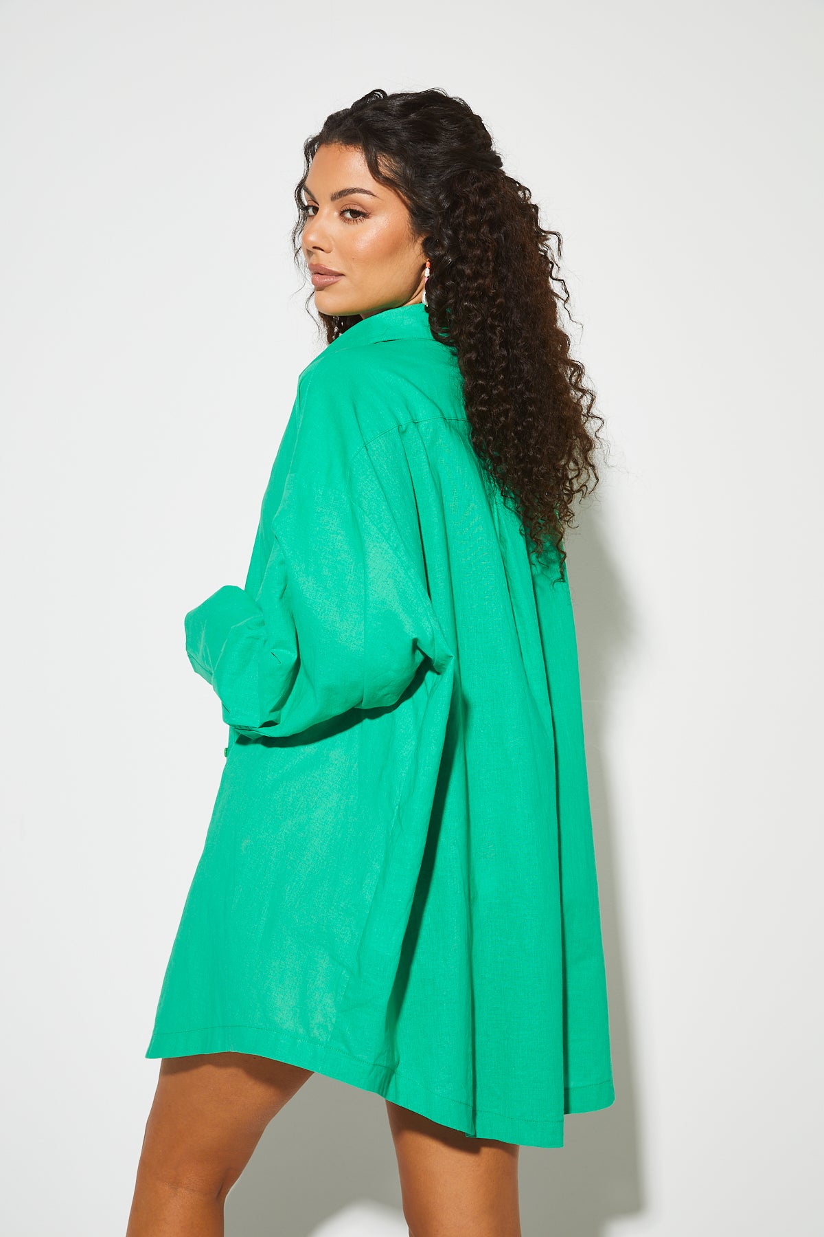 LULA Green Oversized Cotton Shirt