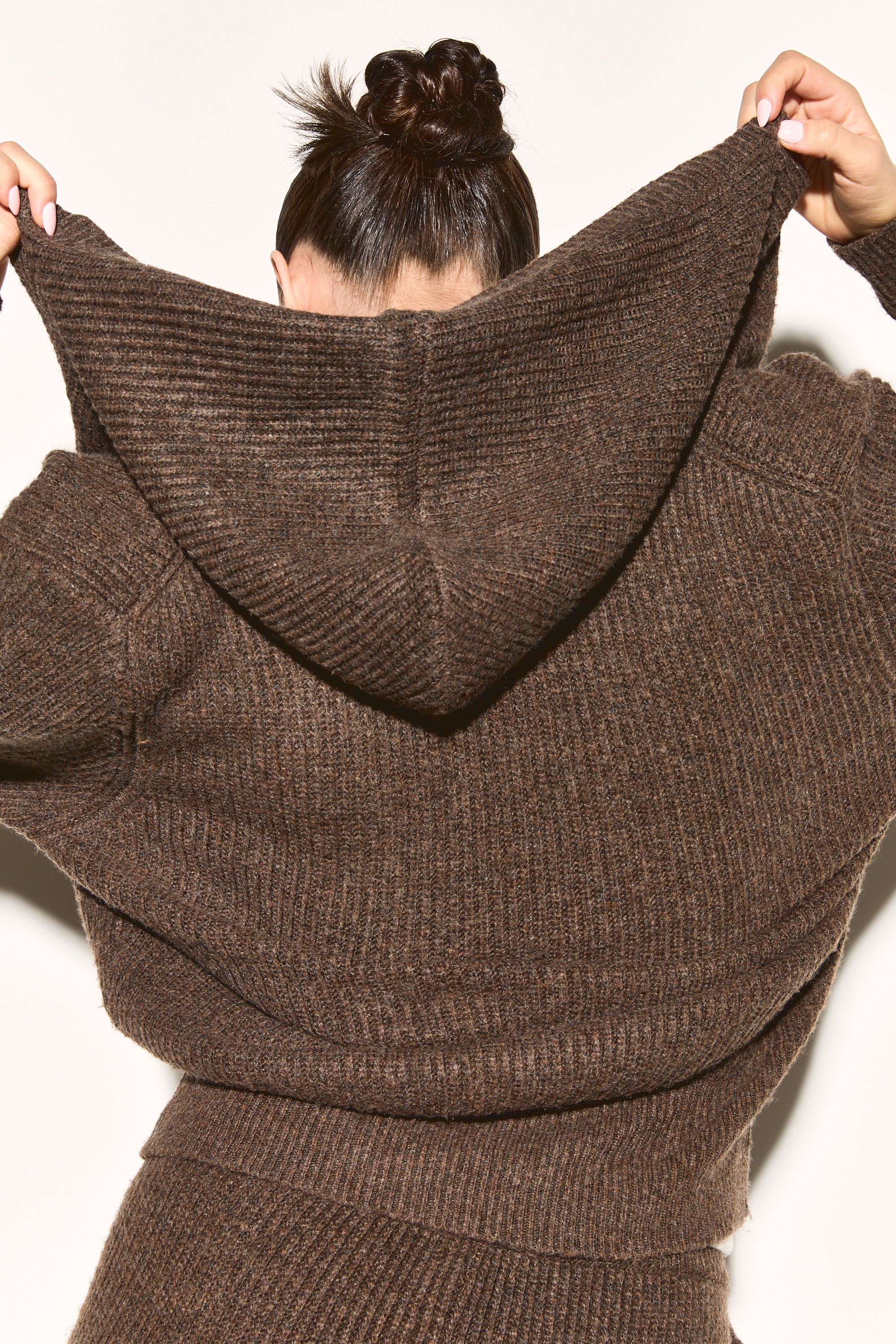 AMINA Brown Oversized Hooded Cardigan – Noughts & Kisses