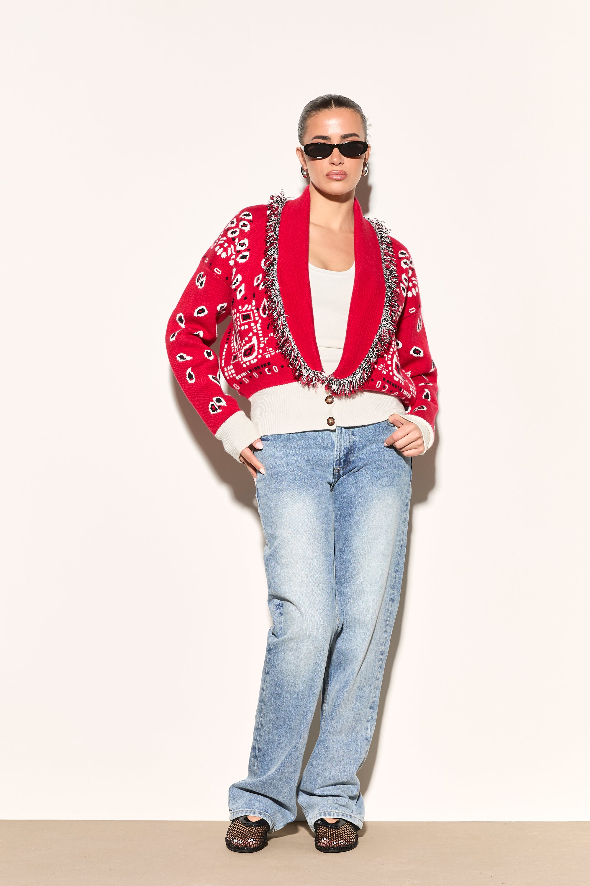 LANA Red Paisley Short Cardigan – Noughts & Kisses