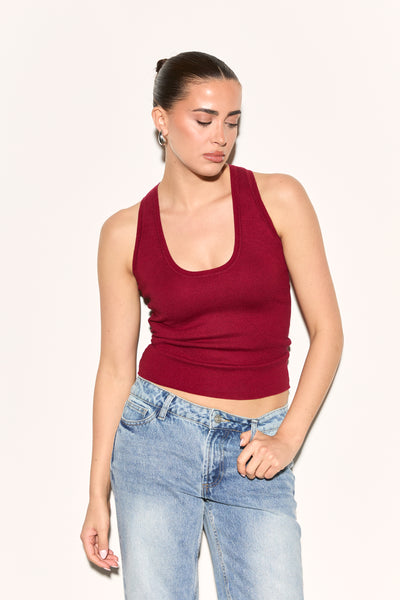 【MIDAS】 Red Python Tank Top TIA Burgundy Knit Tank Top – Noughts & Kisses