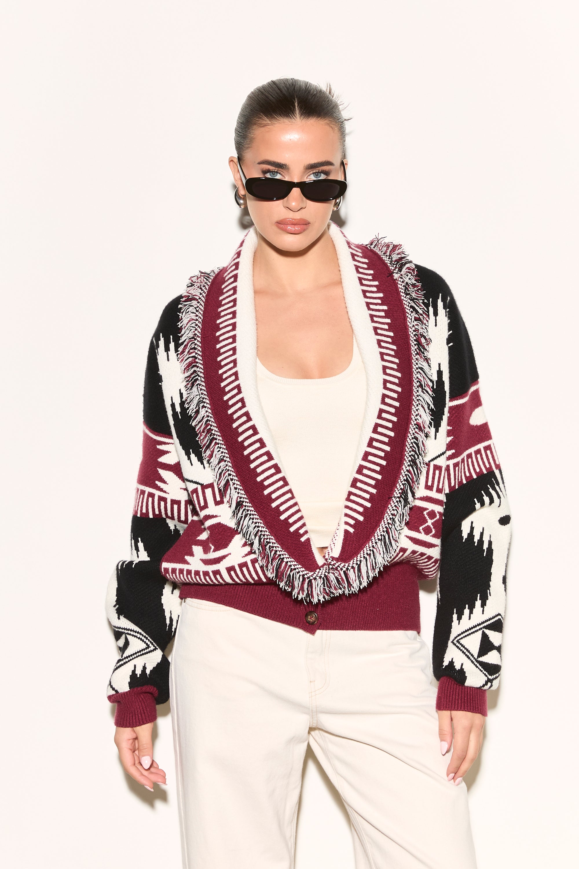 CASSIA Black Aztec Short Cardigan – Noughts & Kisses