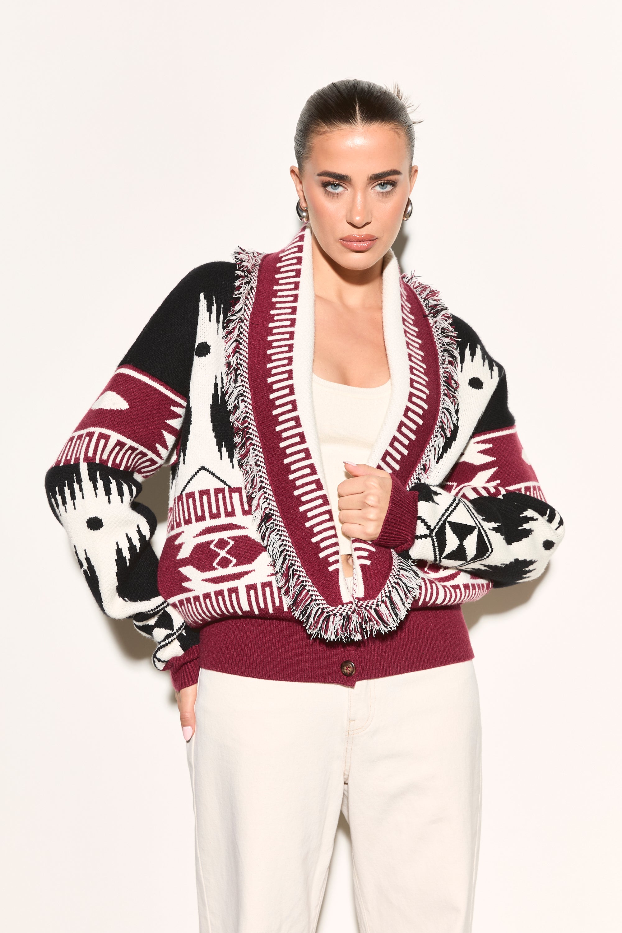 CASSIA Black Aztec Short Cardigan – Noughts & Kisses