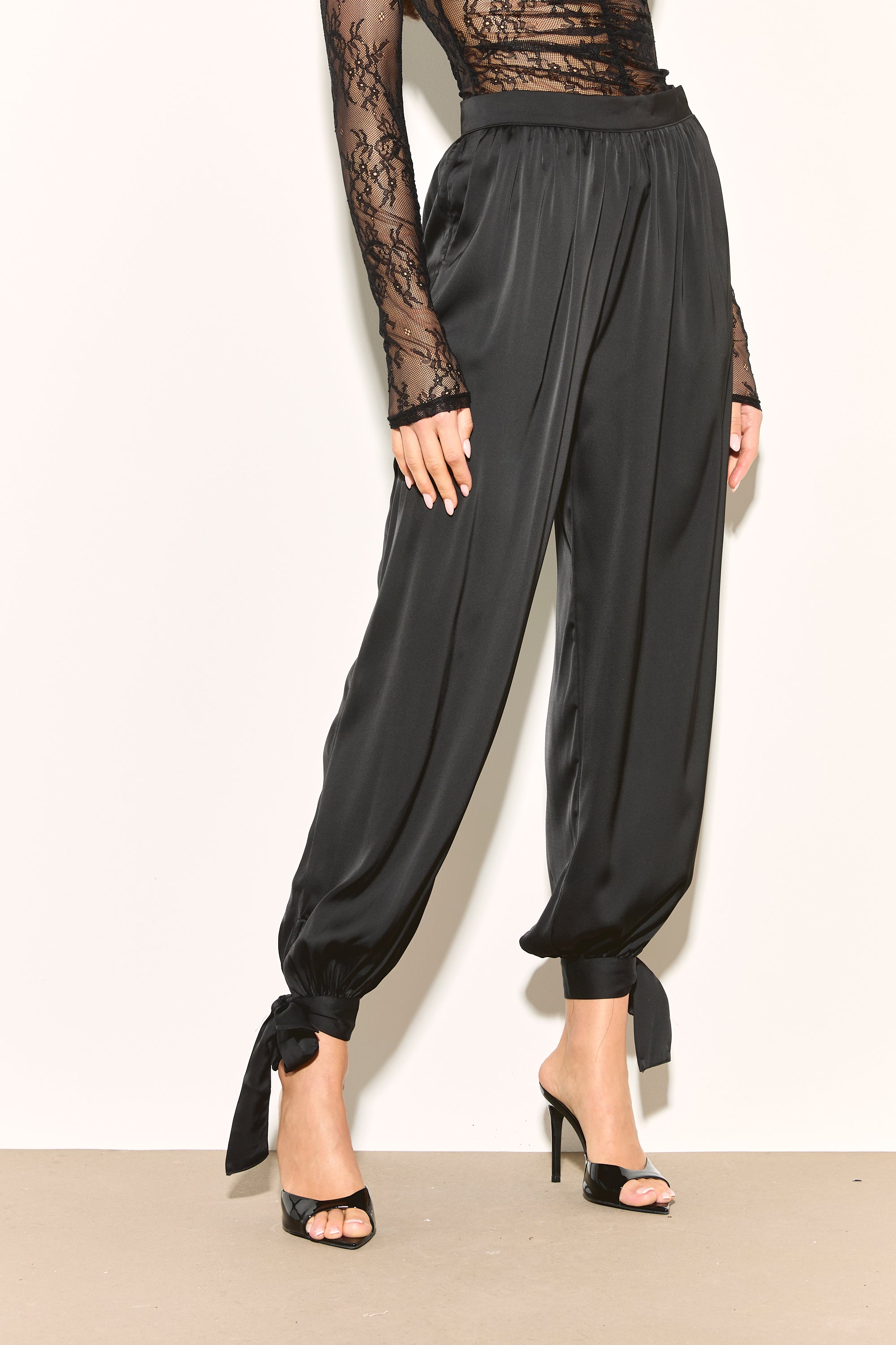 MARGOT Black Satin Balloon Trousers – Noughts & Kisses