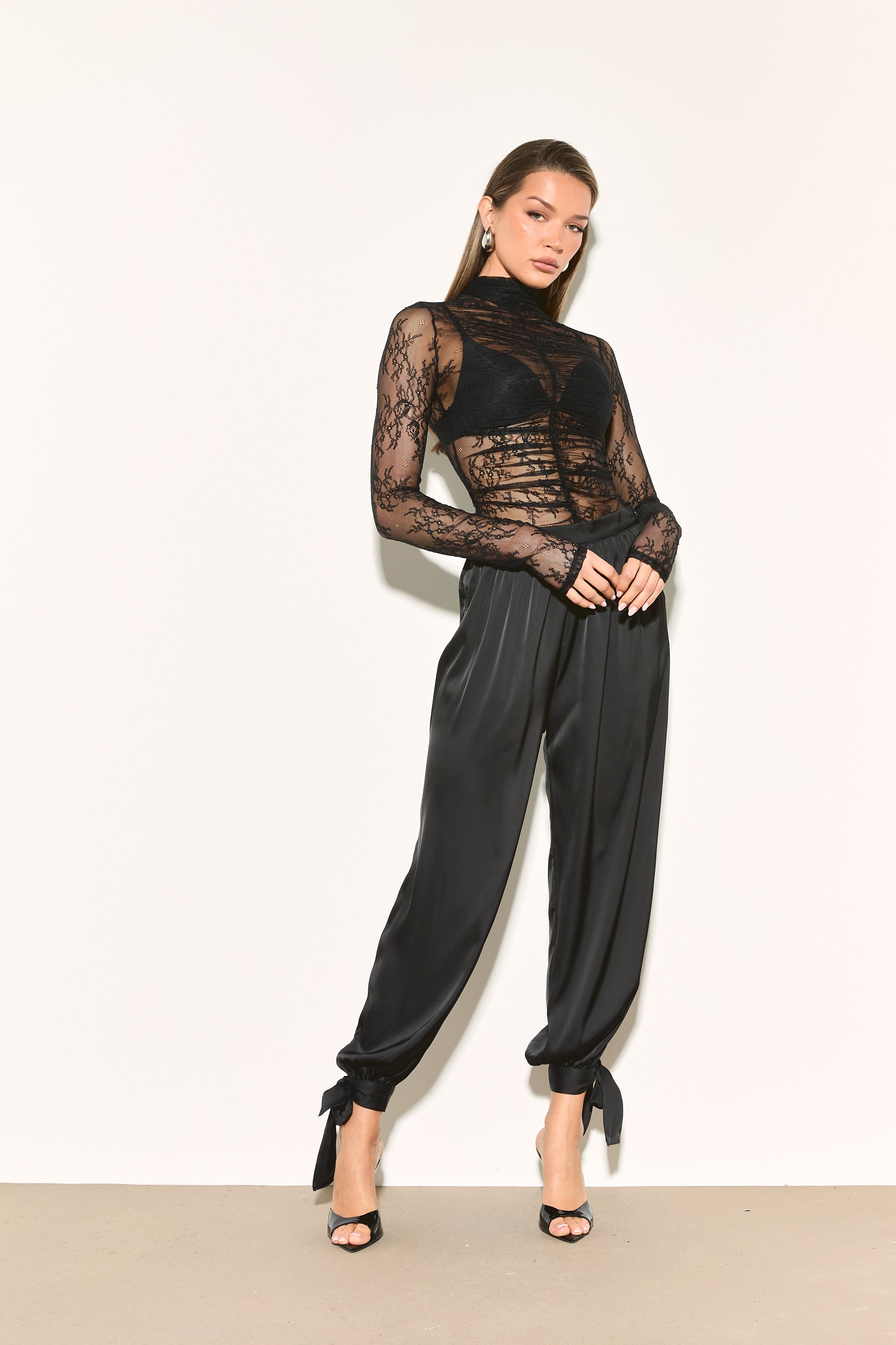 MARGOT Black Satin Balloon Trousers – Noughts & Kisses