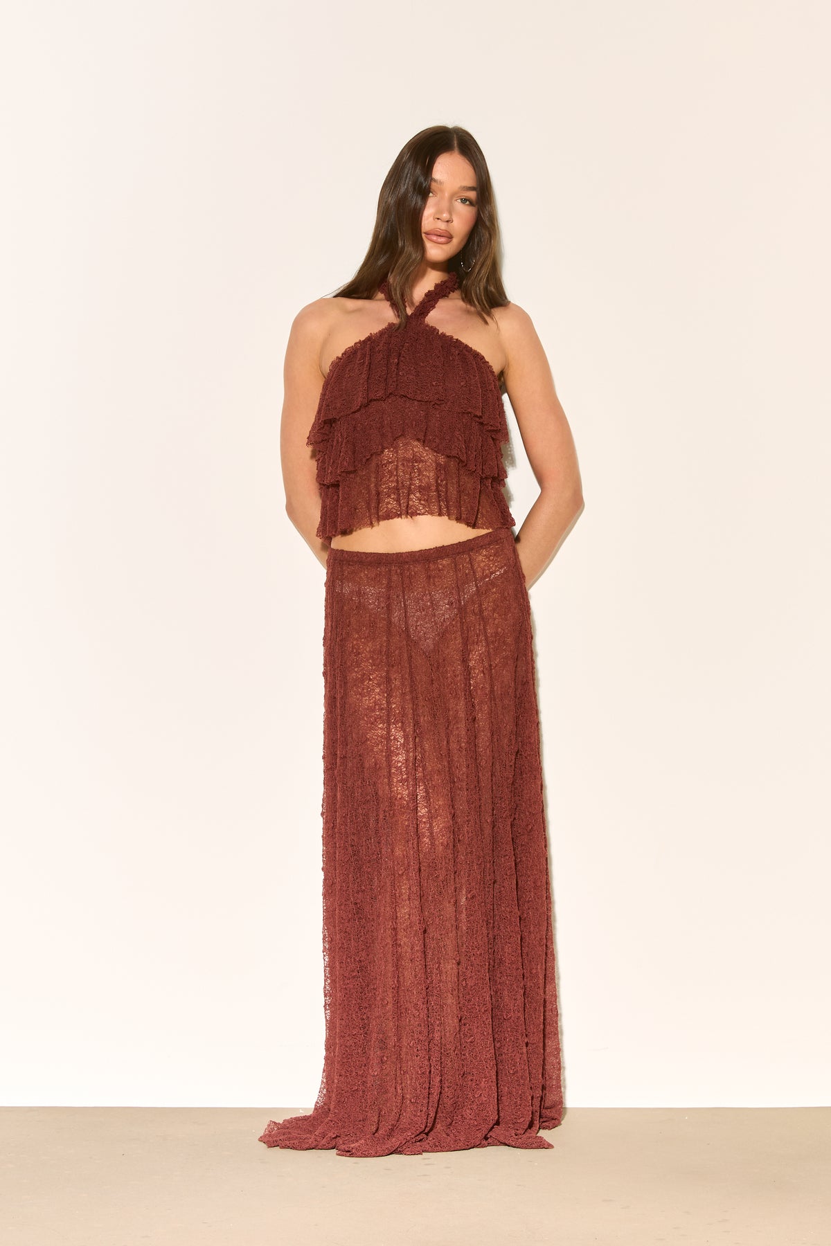 YASMINA Brown Lace Skirt