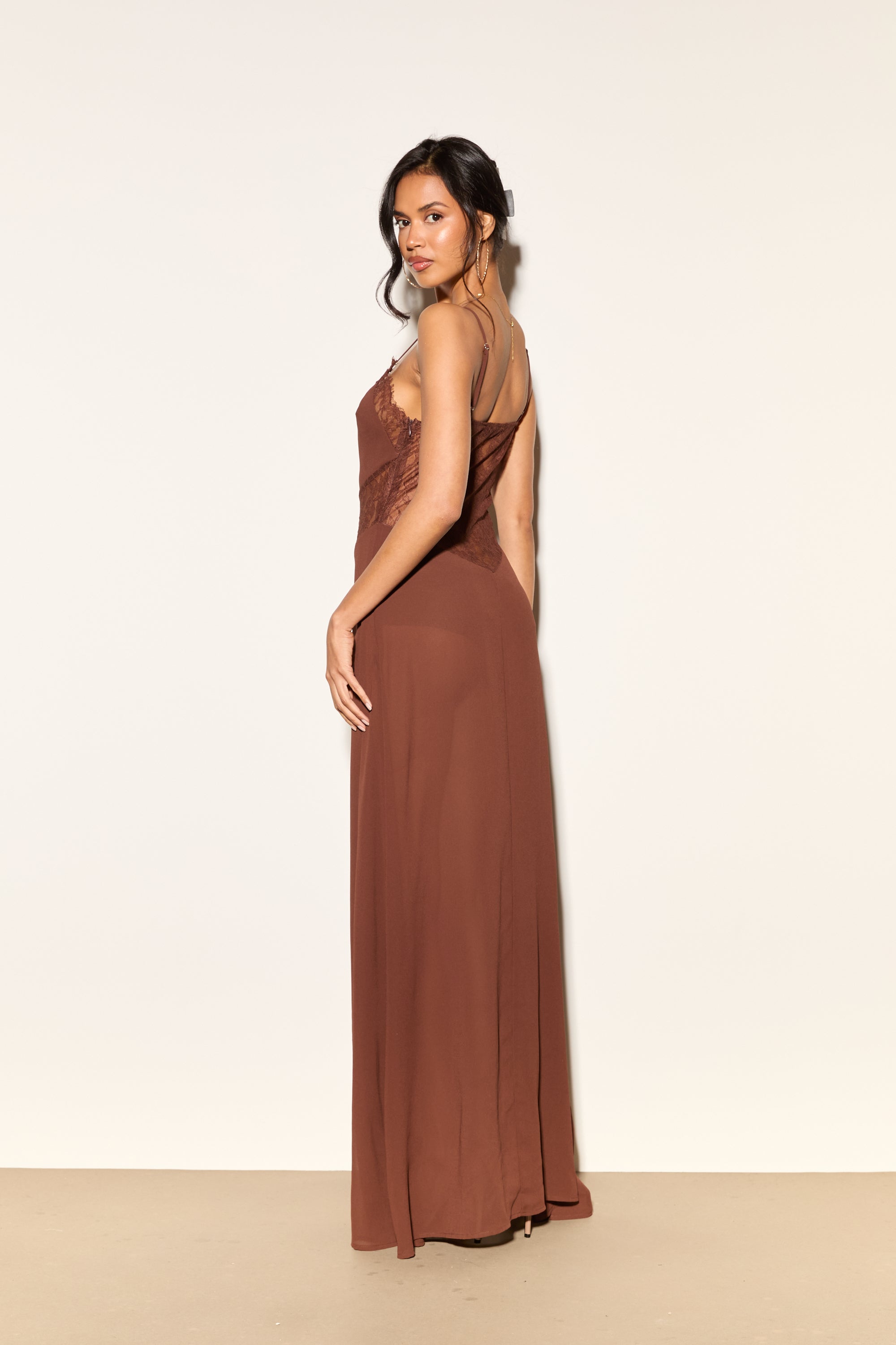JORDANA Brown Lace Cutout Maxi Dress – Noughts & Kisses